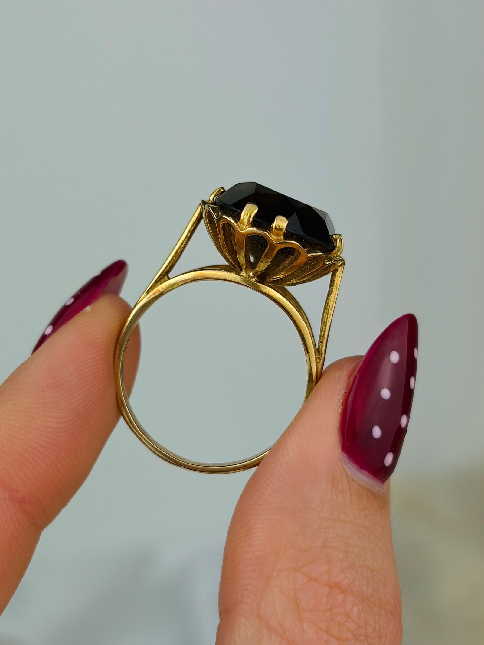 vintage 9ct gold smokey quartz cocktail ring - 6