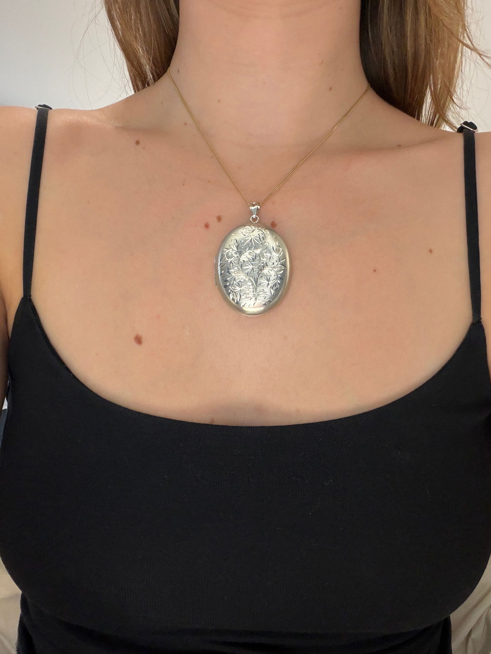 large antique silver Locket pendant - 2