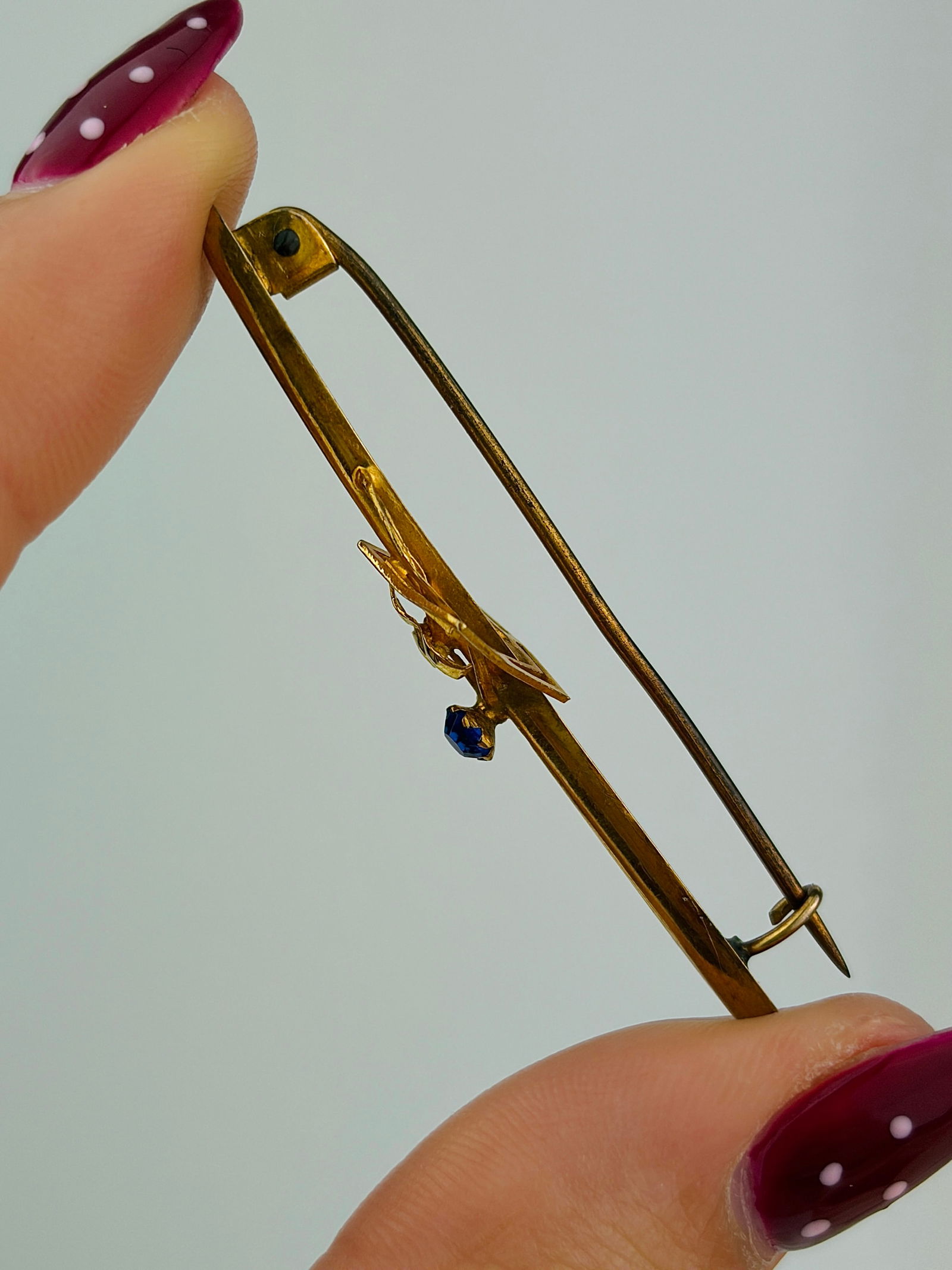 antique 9ct gold bar brooch - 2