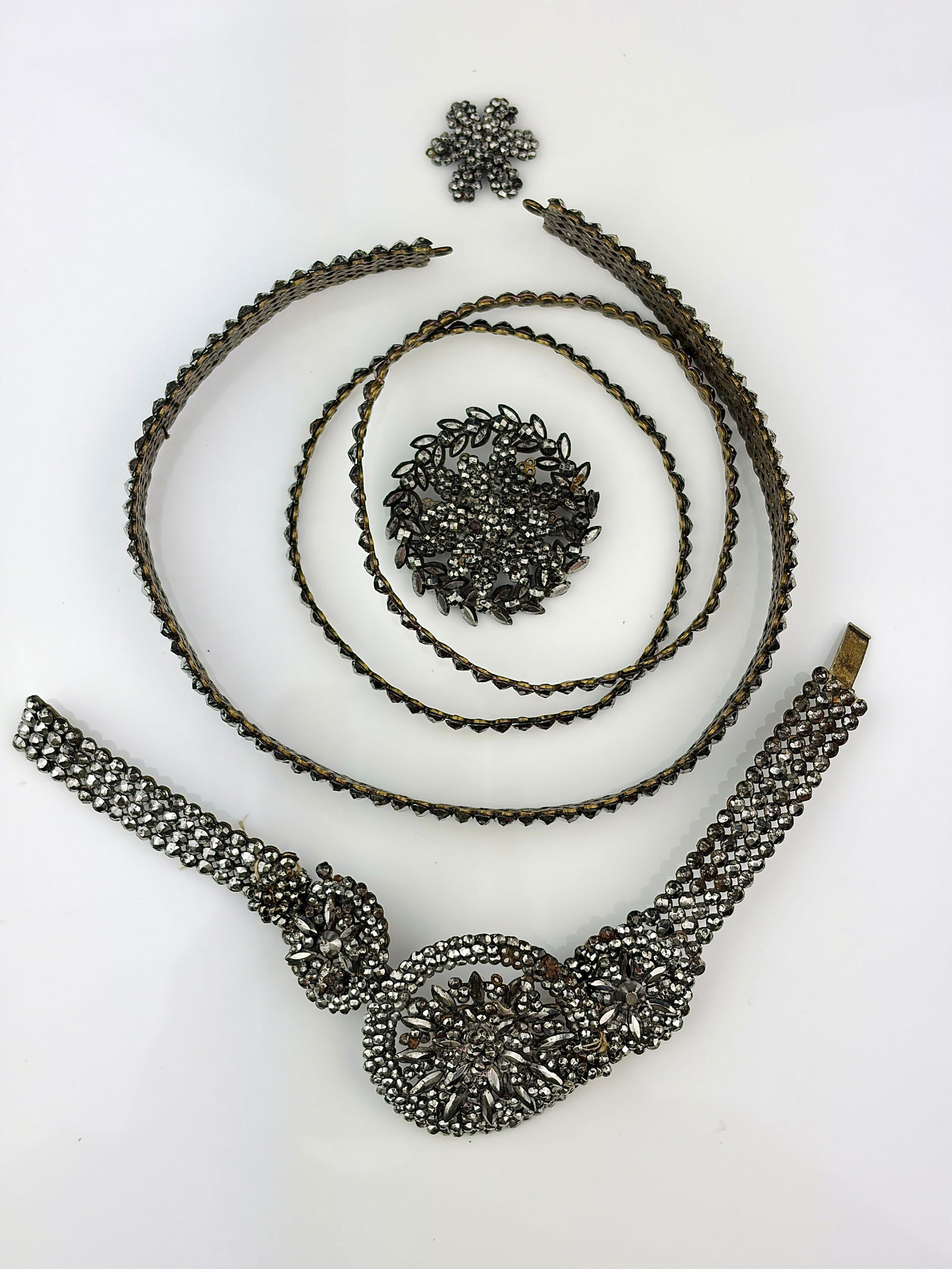 antique cut steel mixed lot inc choker necklace etc (1 of 4)