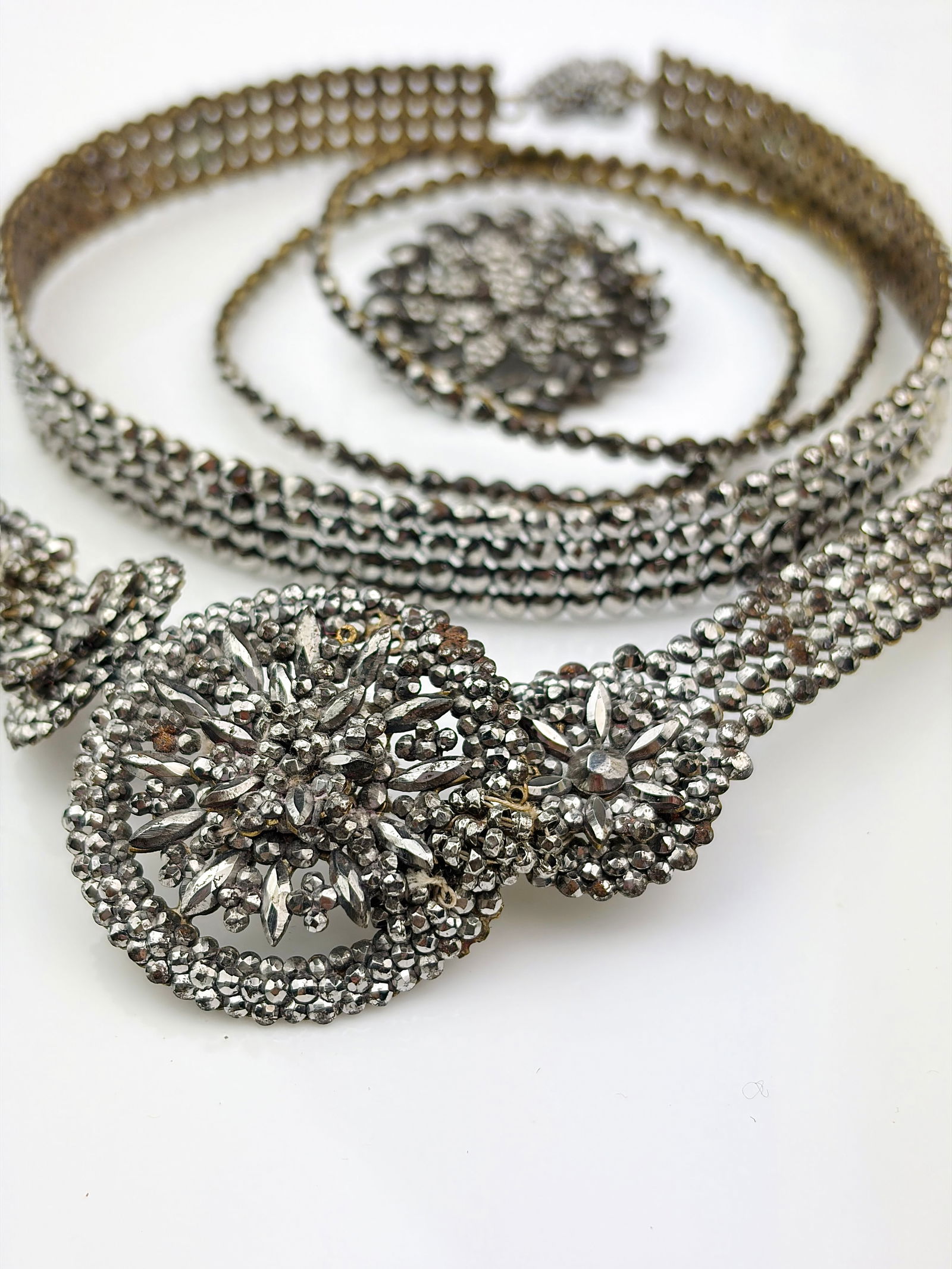 antique cut steel mixed lot inc choker necklace etc - 2