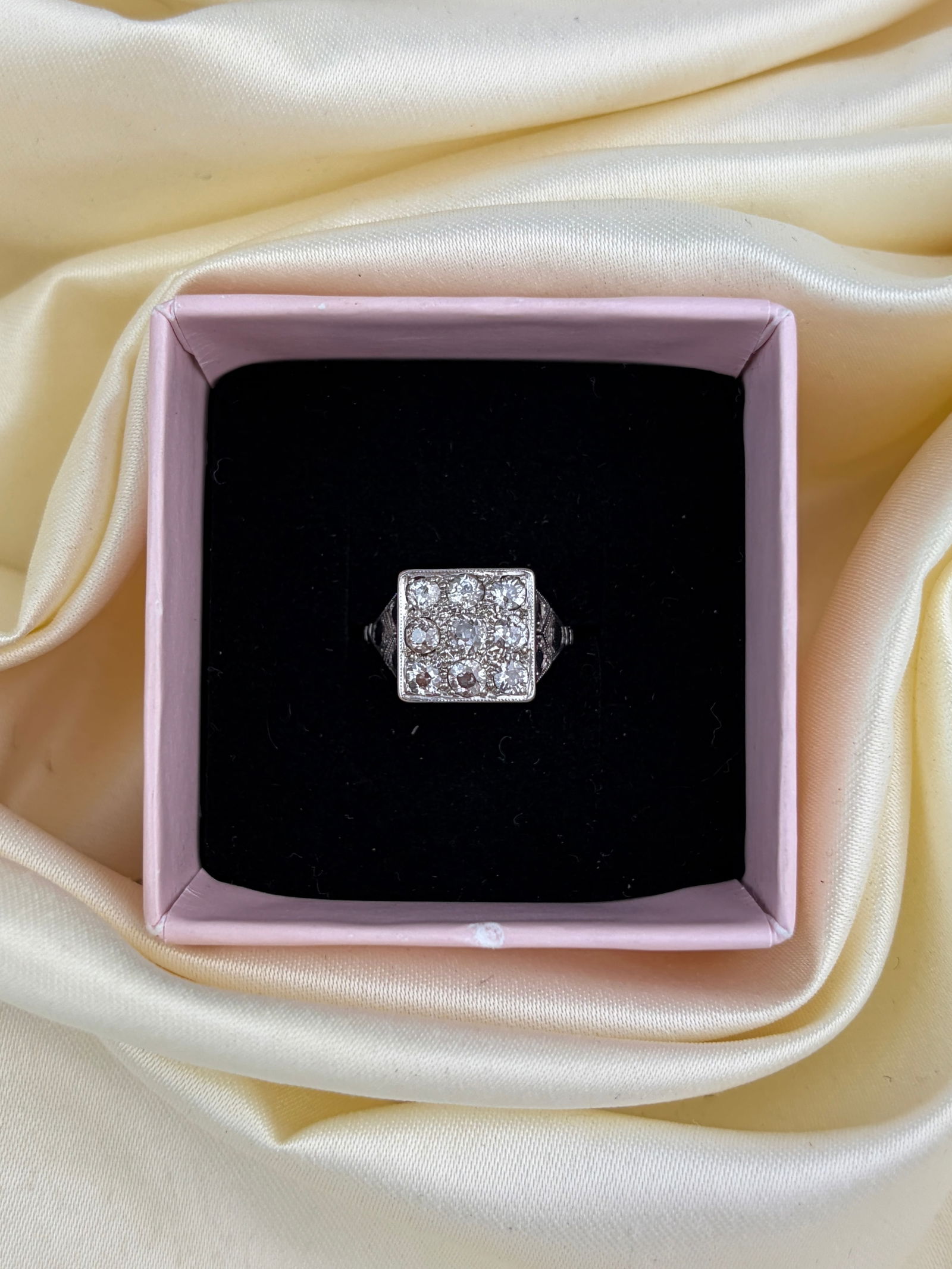 Art Deco Diamond and Platinum Panel Ring - 7