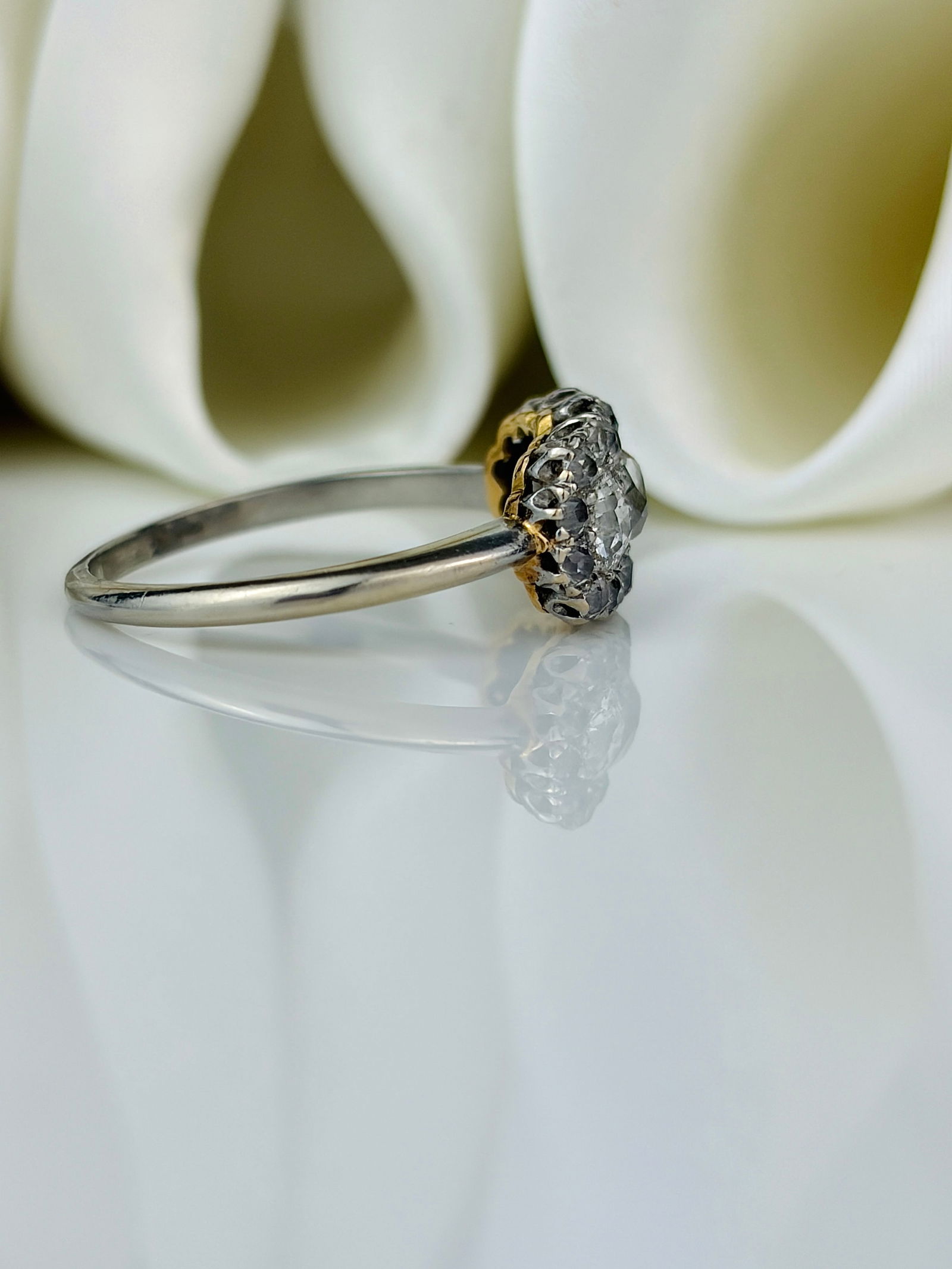 Art Deco 18 Carat White Gold Triple Cluster 1.90ct Diamond Ring - 2