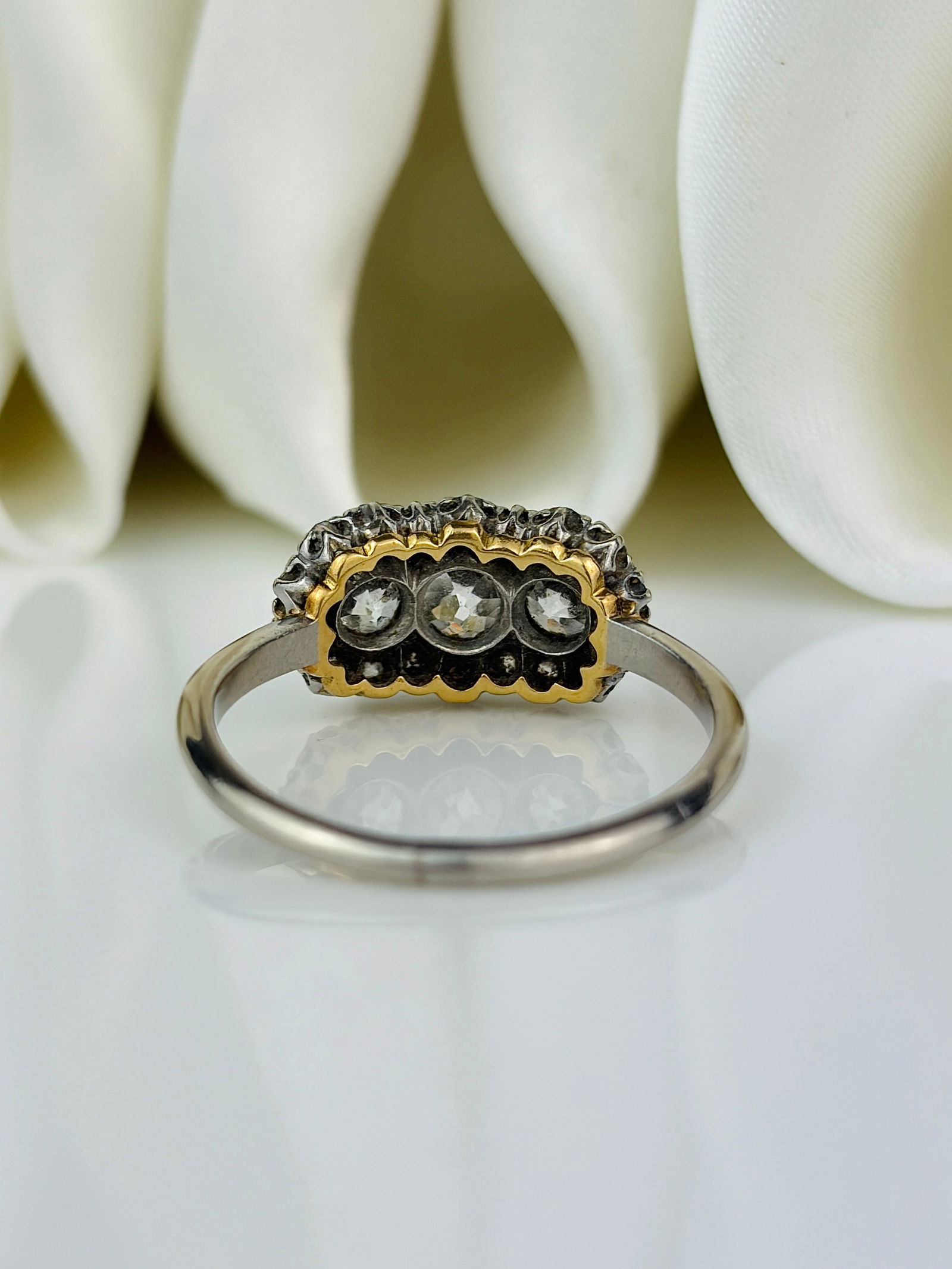 Art Deco 18 Carat White Gold Triple Cluster 1.90ct Diamond Ring - 3