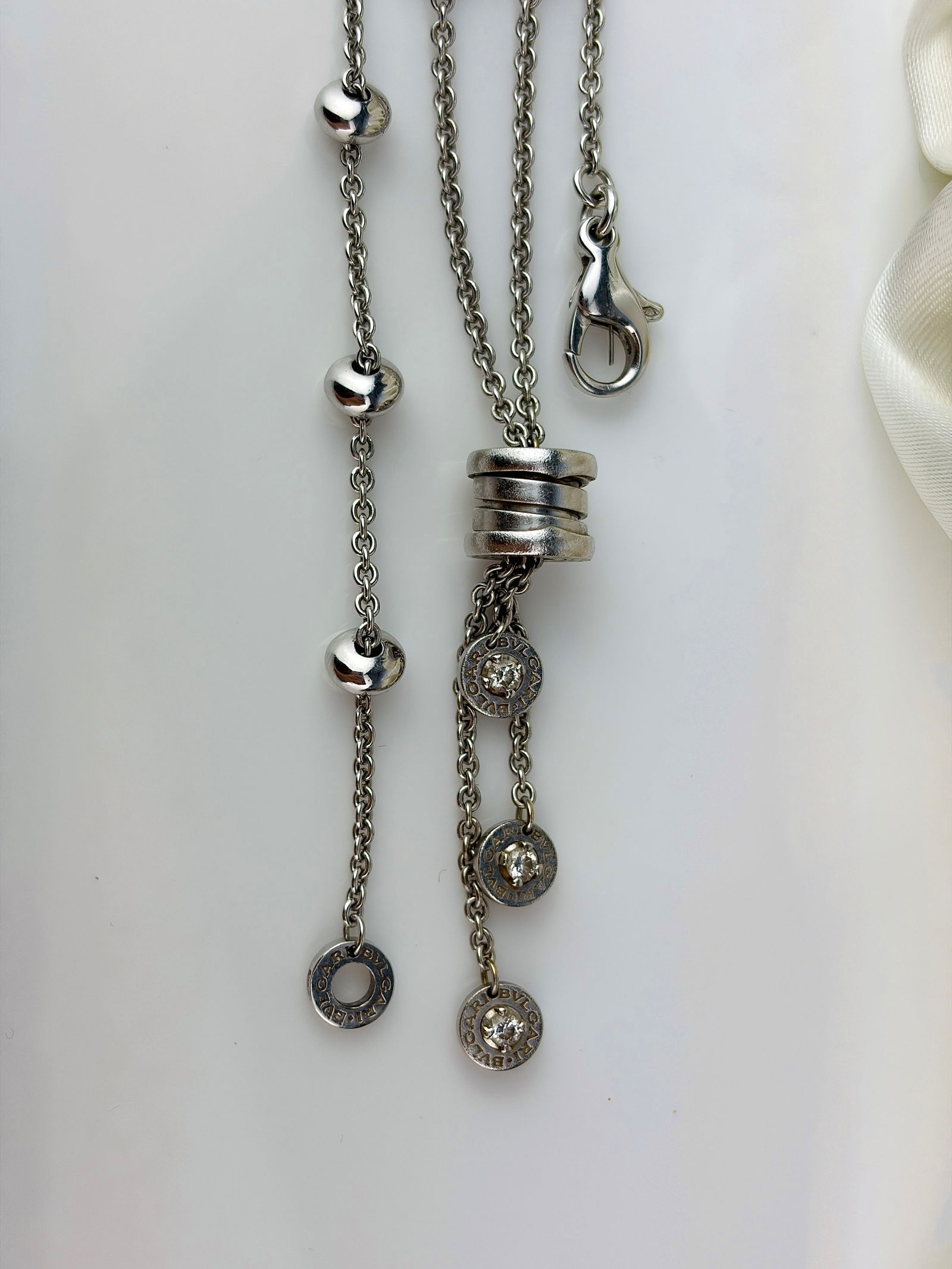18ct White Gold BVLGARI Diamond Multi Strand Necklace - 3