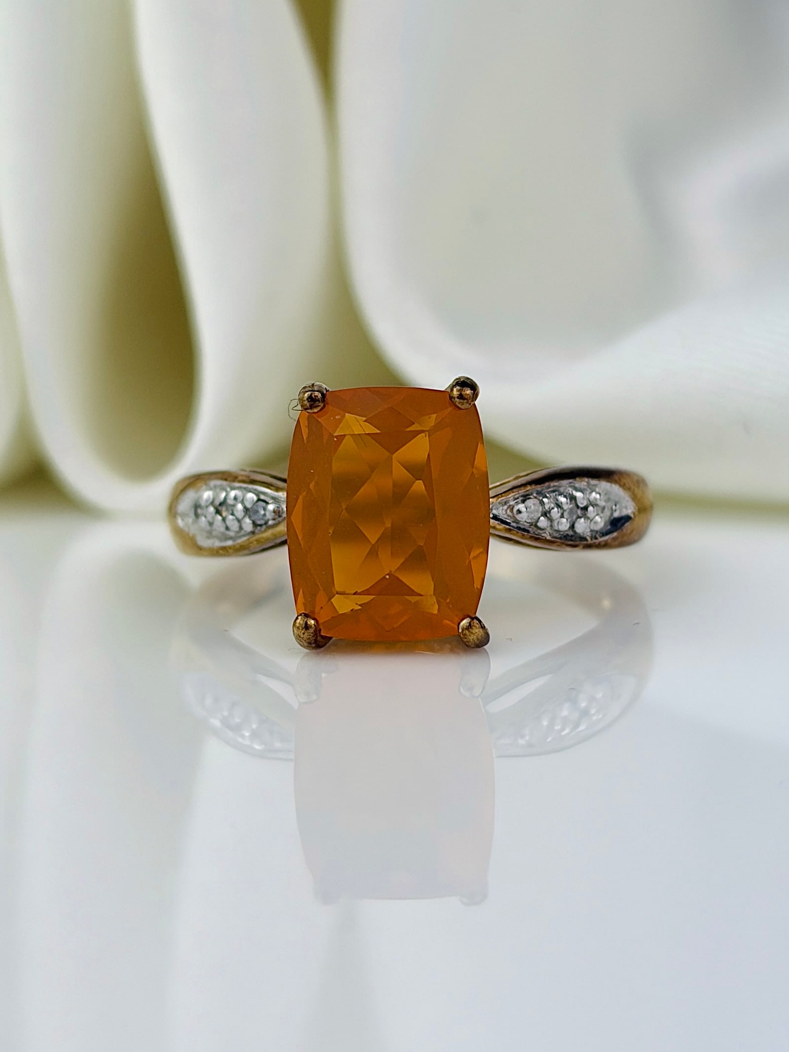 vintage chunky 9ct gold stone set ring (1 of 9)