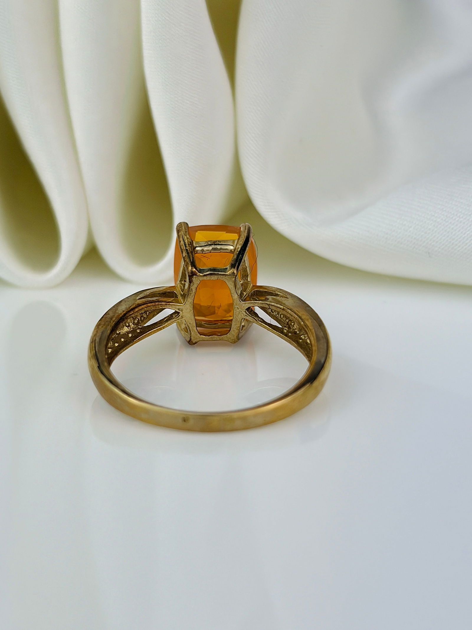 vintage chunky 9ct gold stone set ring - 3