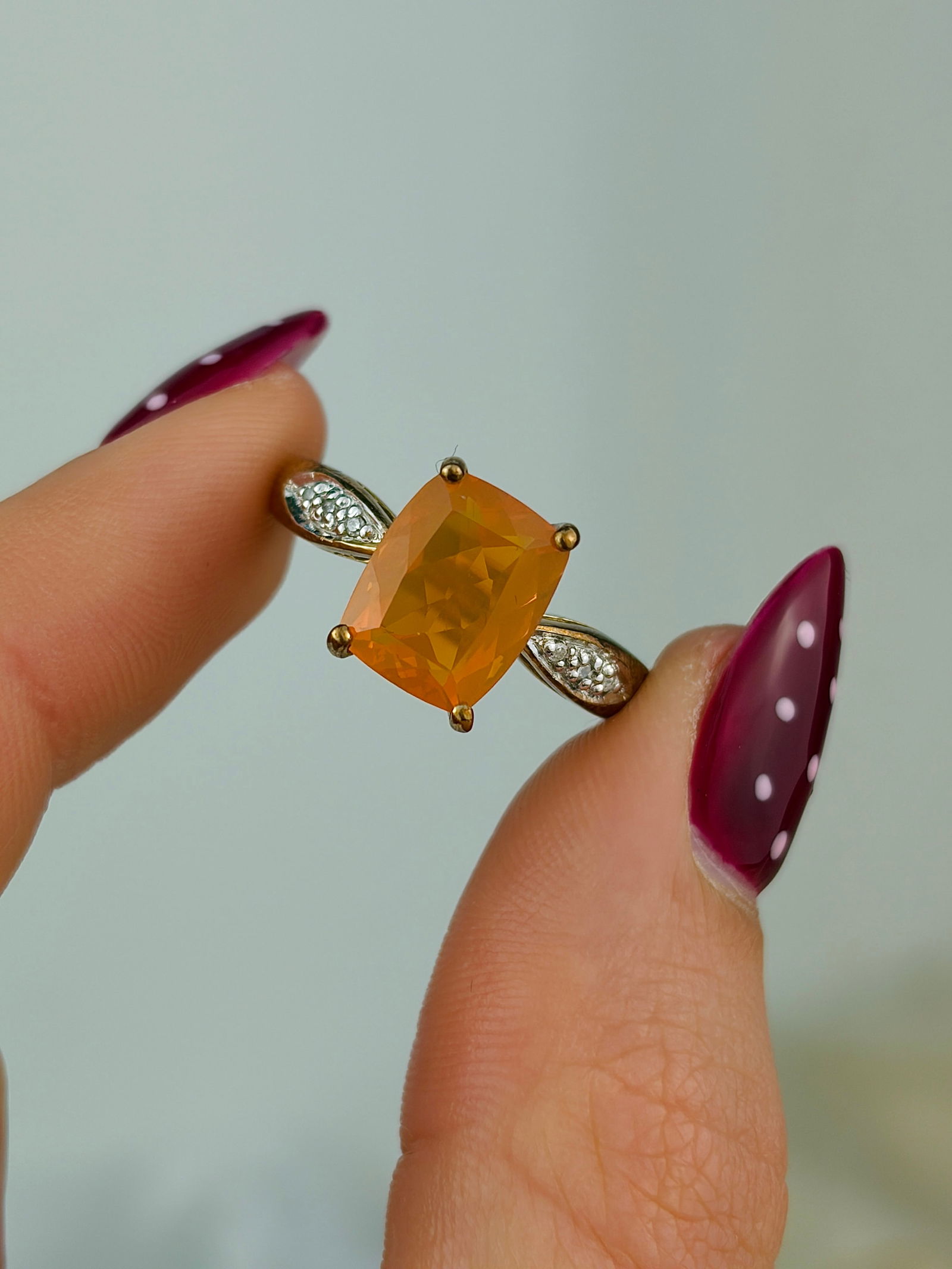 vintage chunky 9ct gold stone set ring - 5