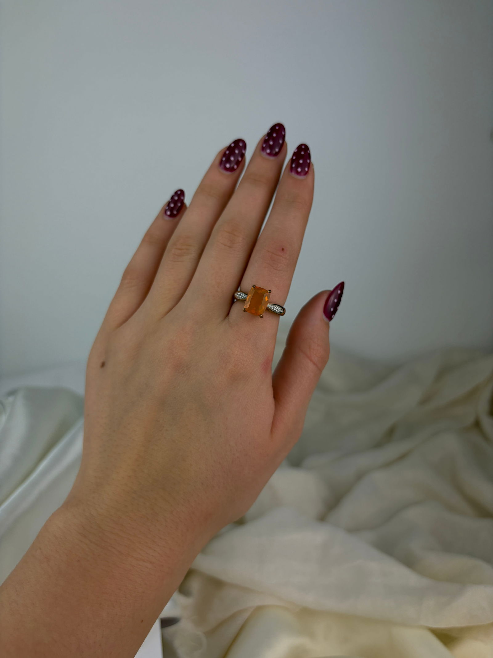 vintage chunky 9ct gold stone set ring - 7