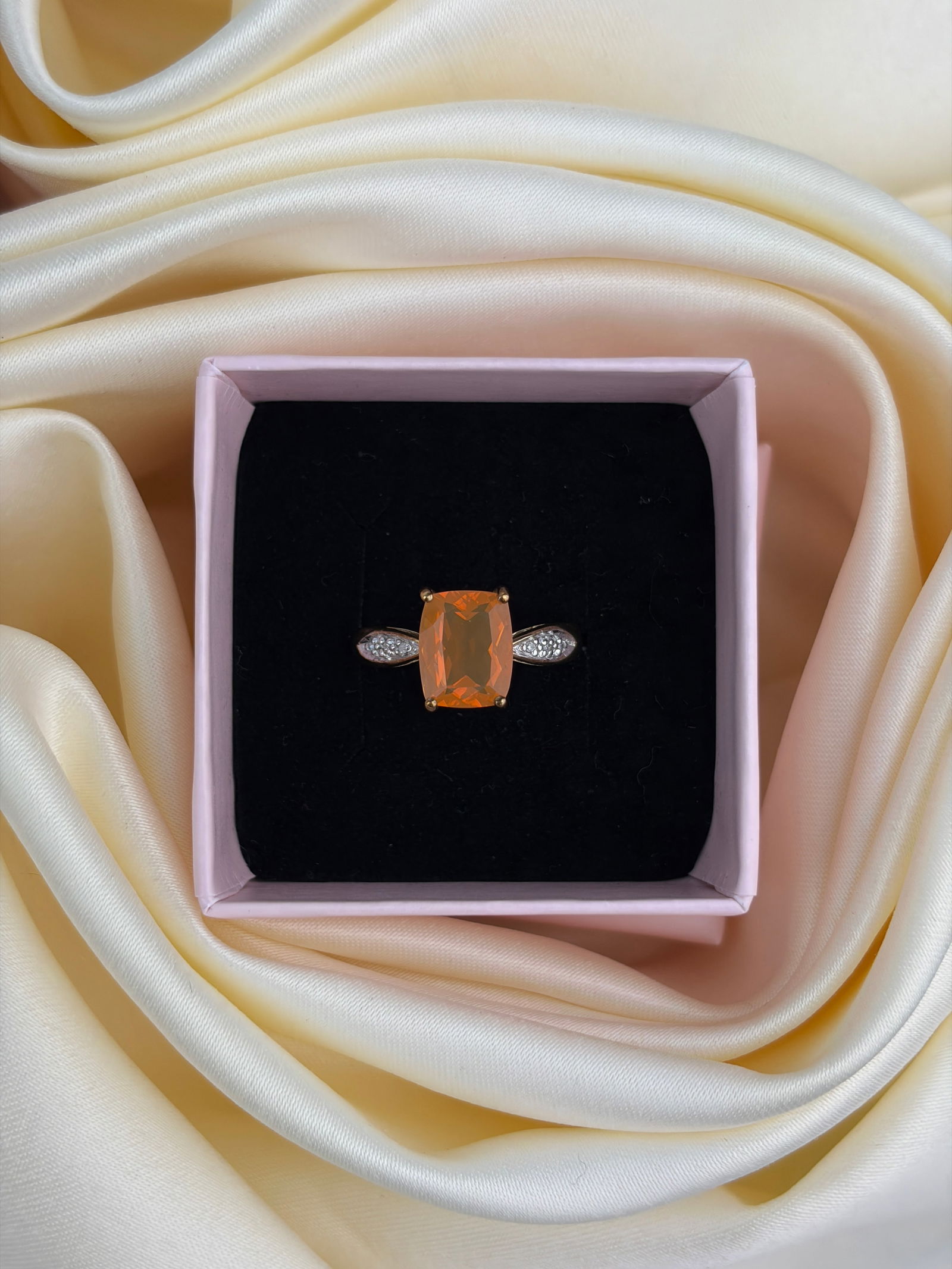 vintage chunky 9ct gold stone set ring - 9