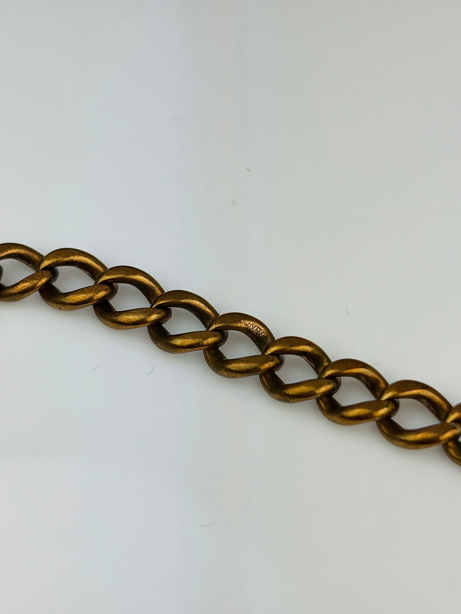 antique rolled gold Albert chain necklace with dog clips and tbar - 3