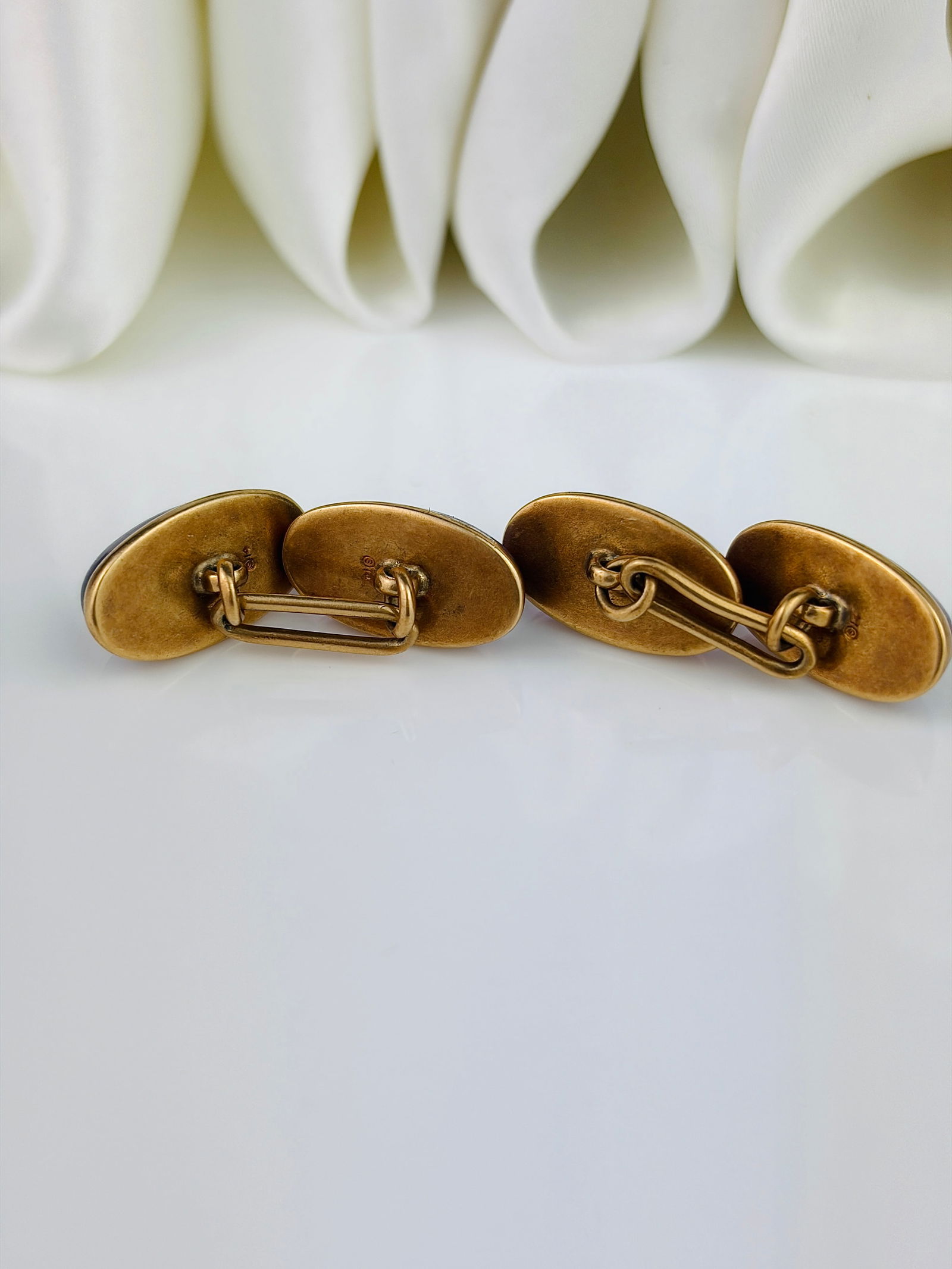 Antique 14ct Yellow Gold Cabochon Amethyst Cuff Links - 4