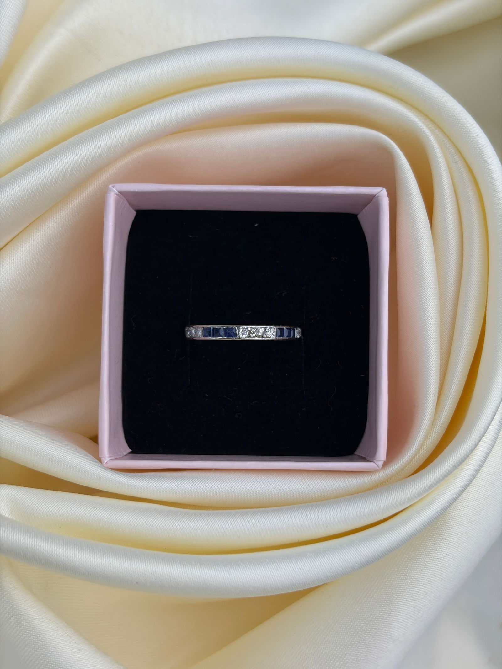 antique platinum sapphire and diamond full eternity band ring - 6