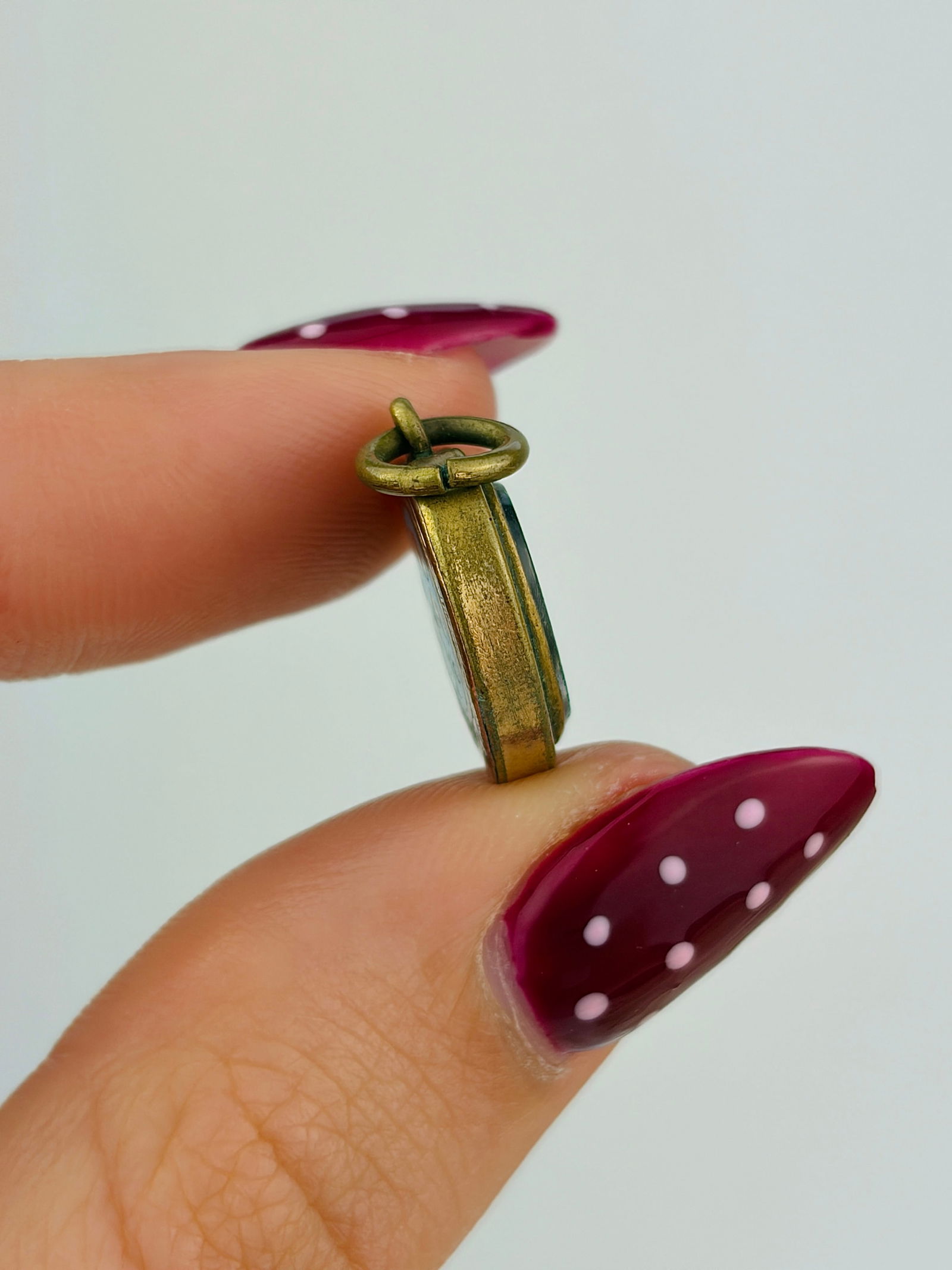 antique enamel heart locket back pendant - 2