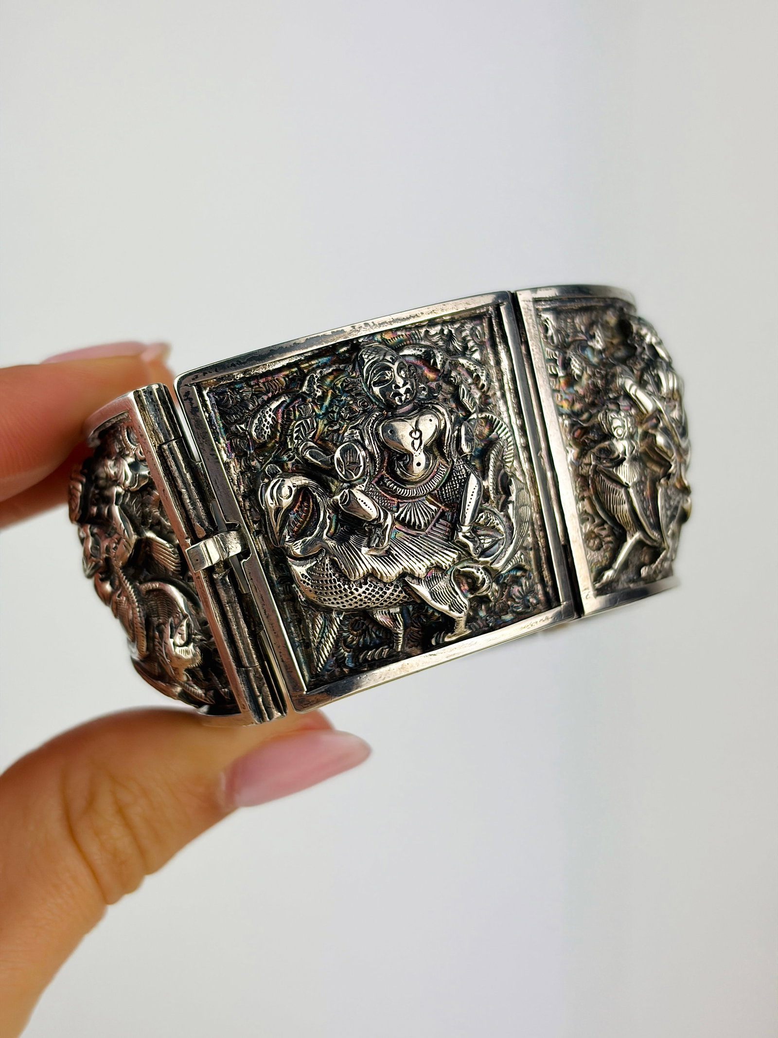 unusual wide silver bangle bracelet: unusual wide silver bangle bracelet