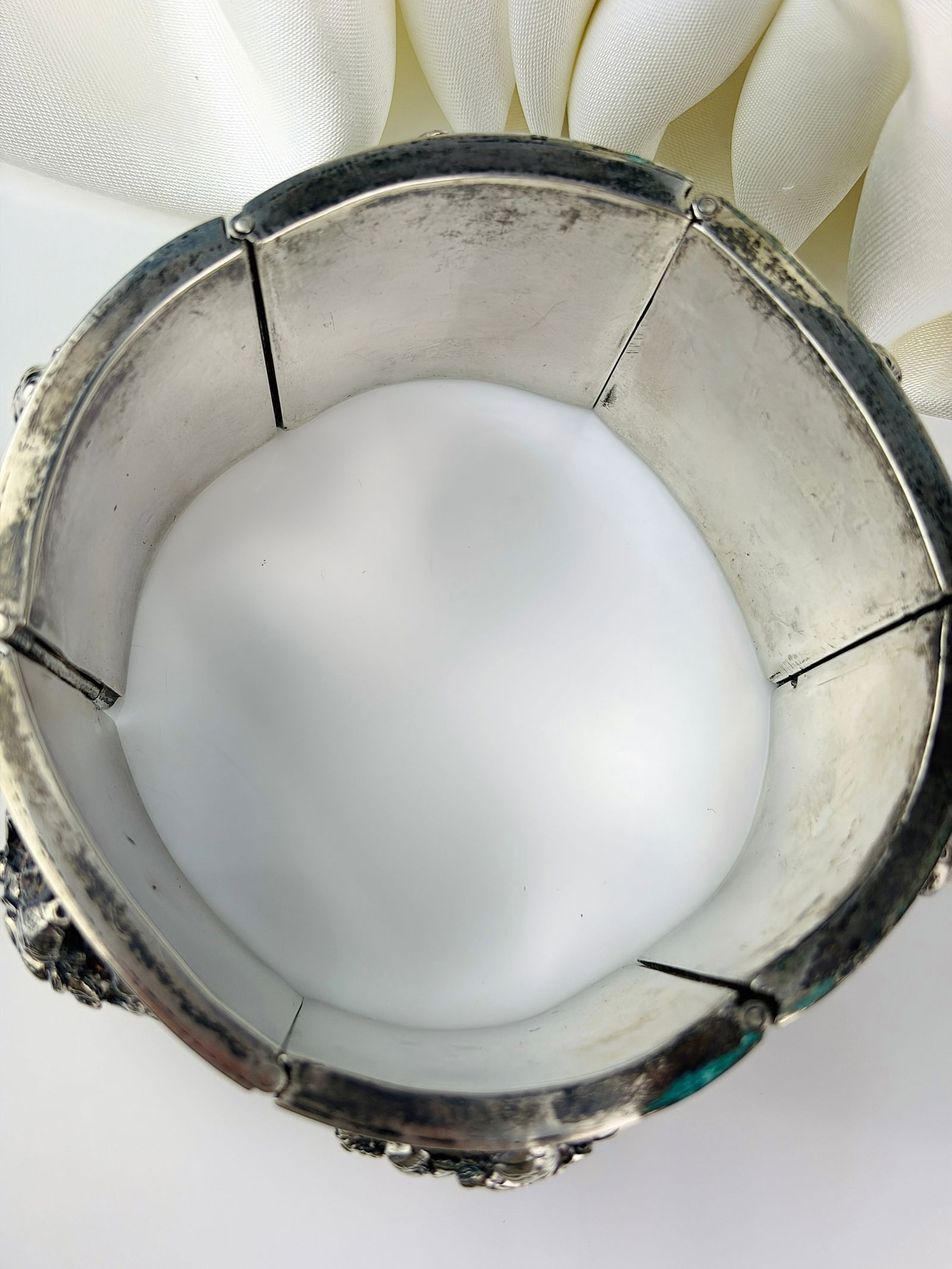 unusual wide silver bangle bracelet - 5