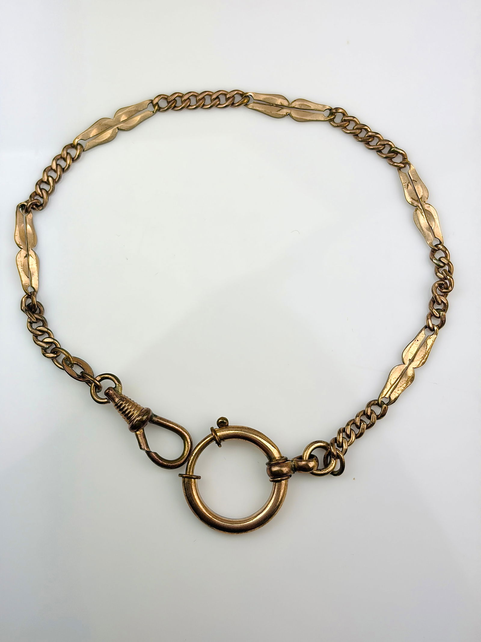antique rolled gold oversized bolt ring and chain extender - 2