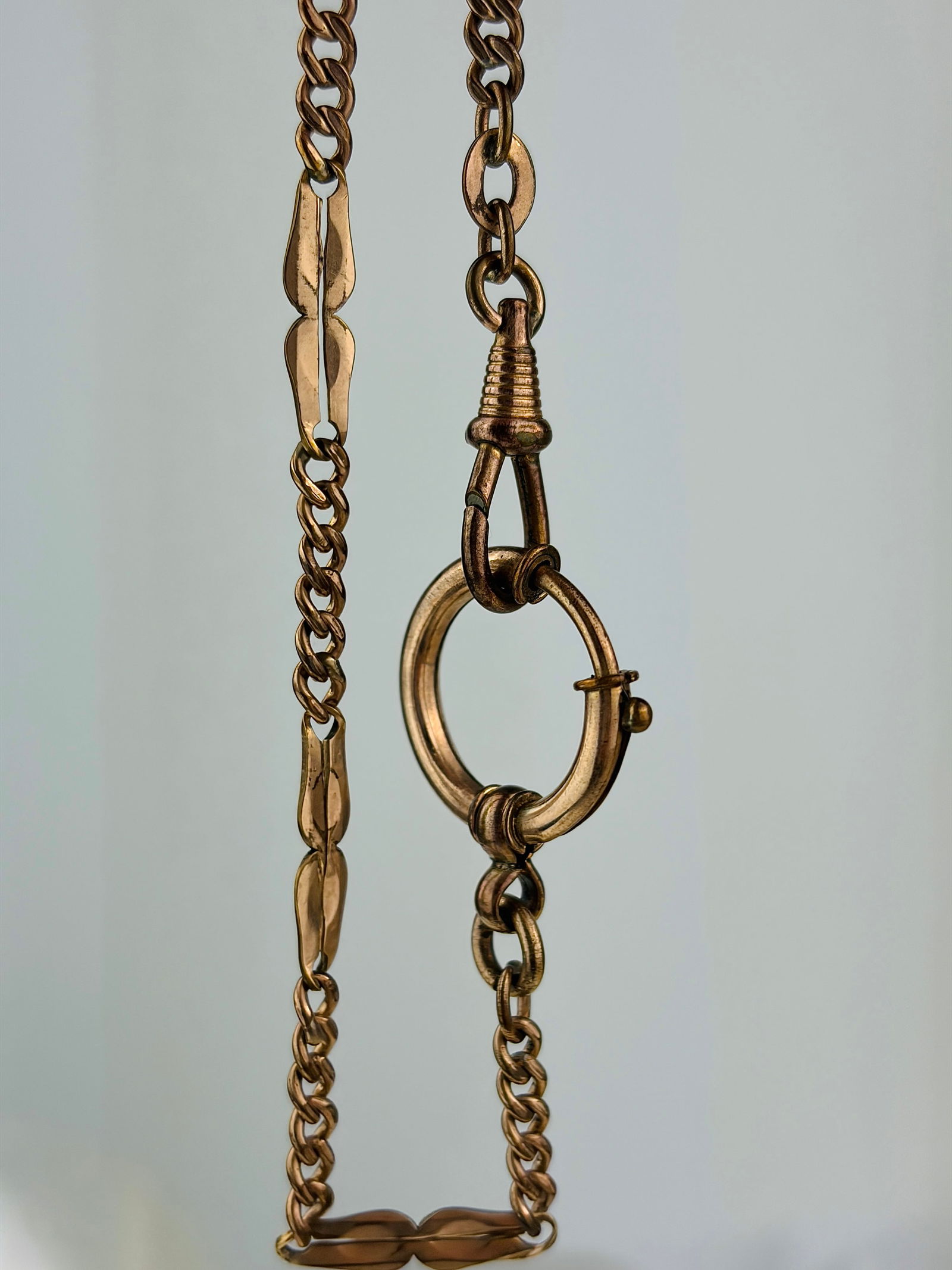 antique rolled gold oversized bolt ring and chain extender - 3