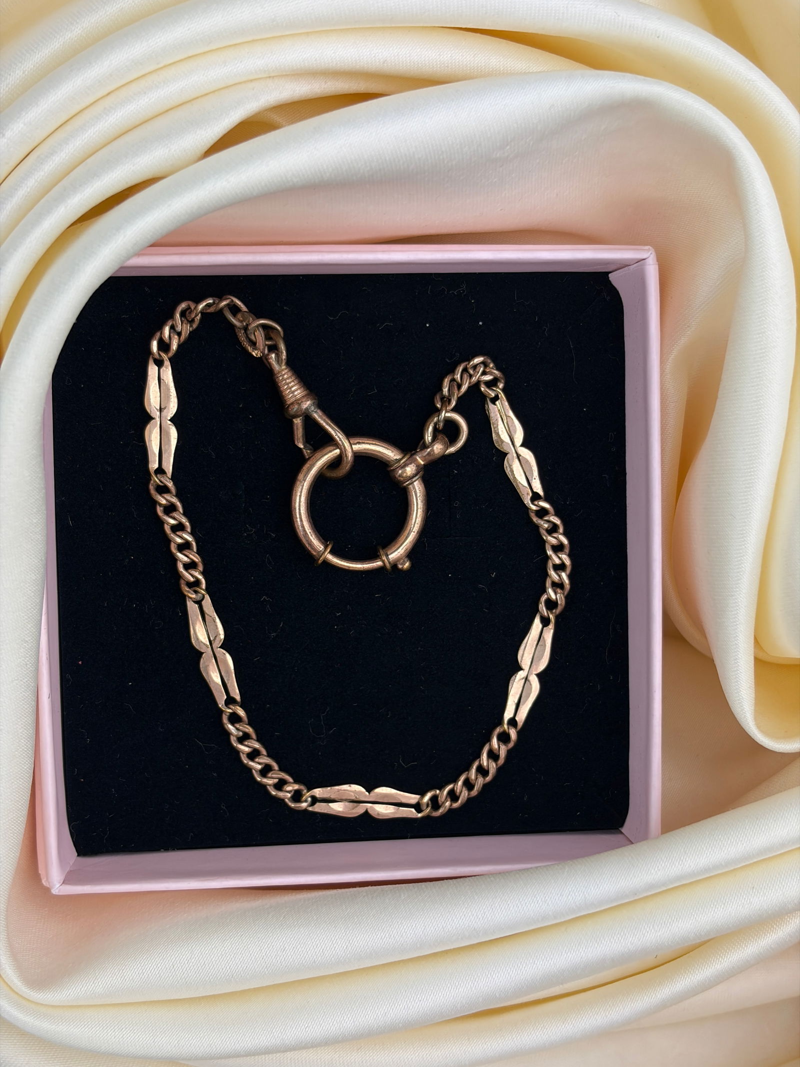 antique rolled gold oversized bolt ring and chain extender - 5