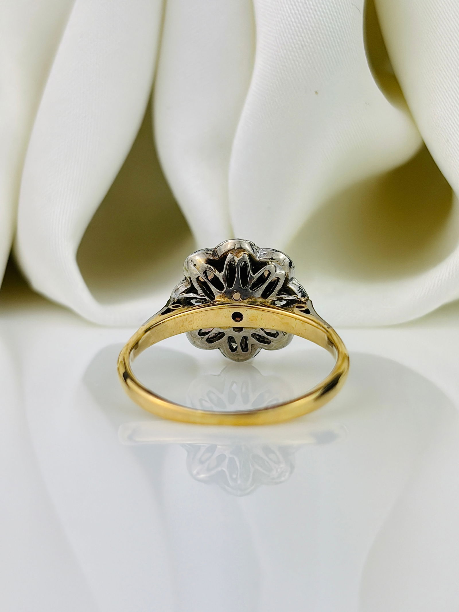 Art Deco 18ct Gold and Platinum Opal and Diamond Panel Ring - 3