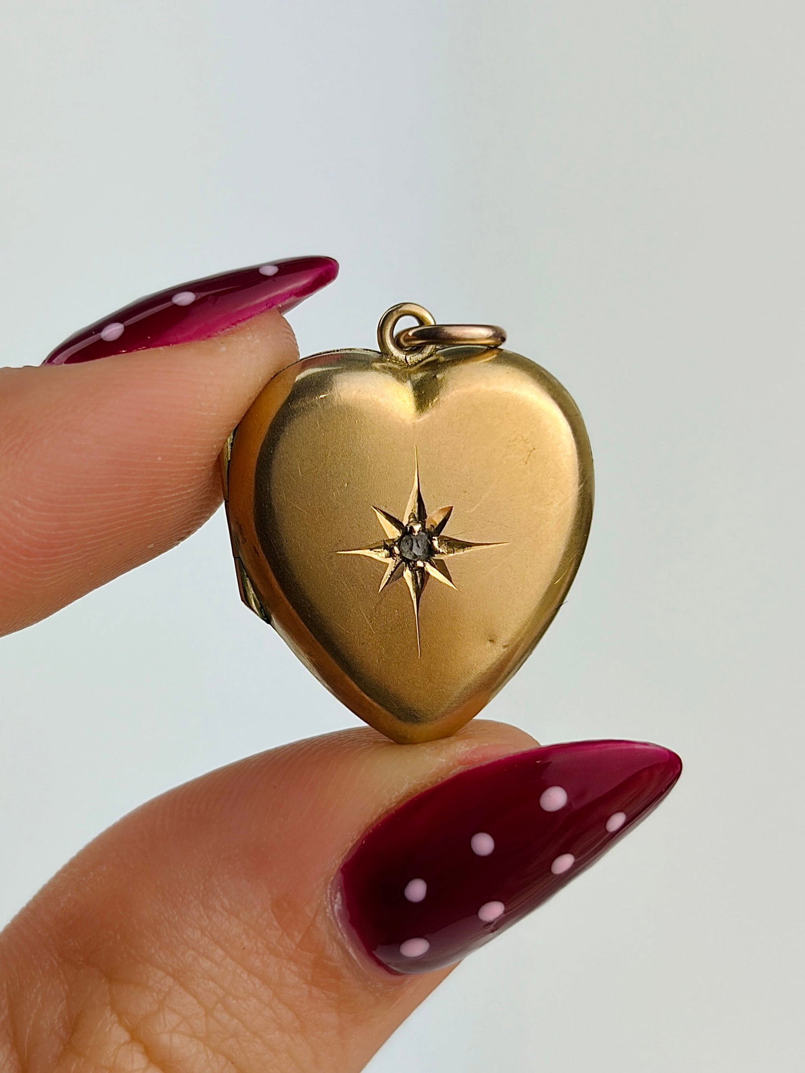 antique 9ct gold b&f diamond star heart locket pendant: antique 9ct gold b&f diamond star heart locket pendant
