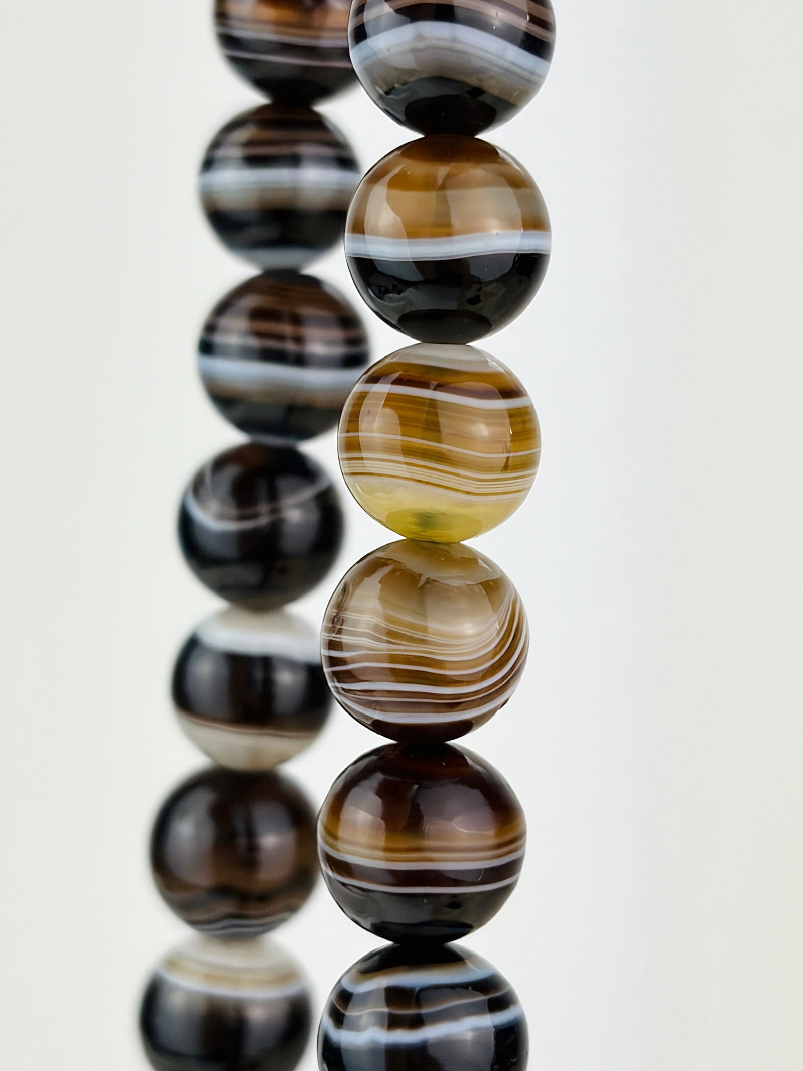 antique heavy banded agate bead necklace - 2