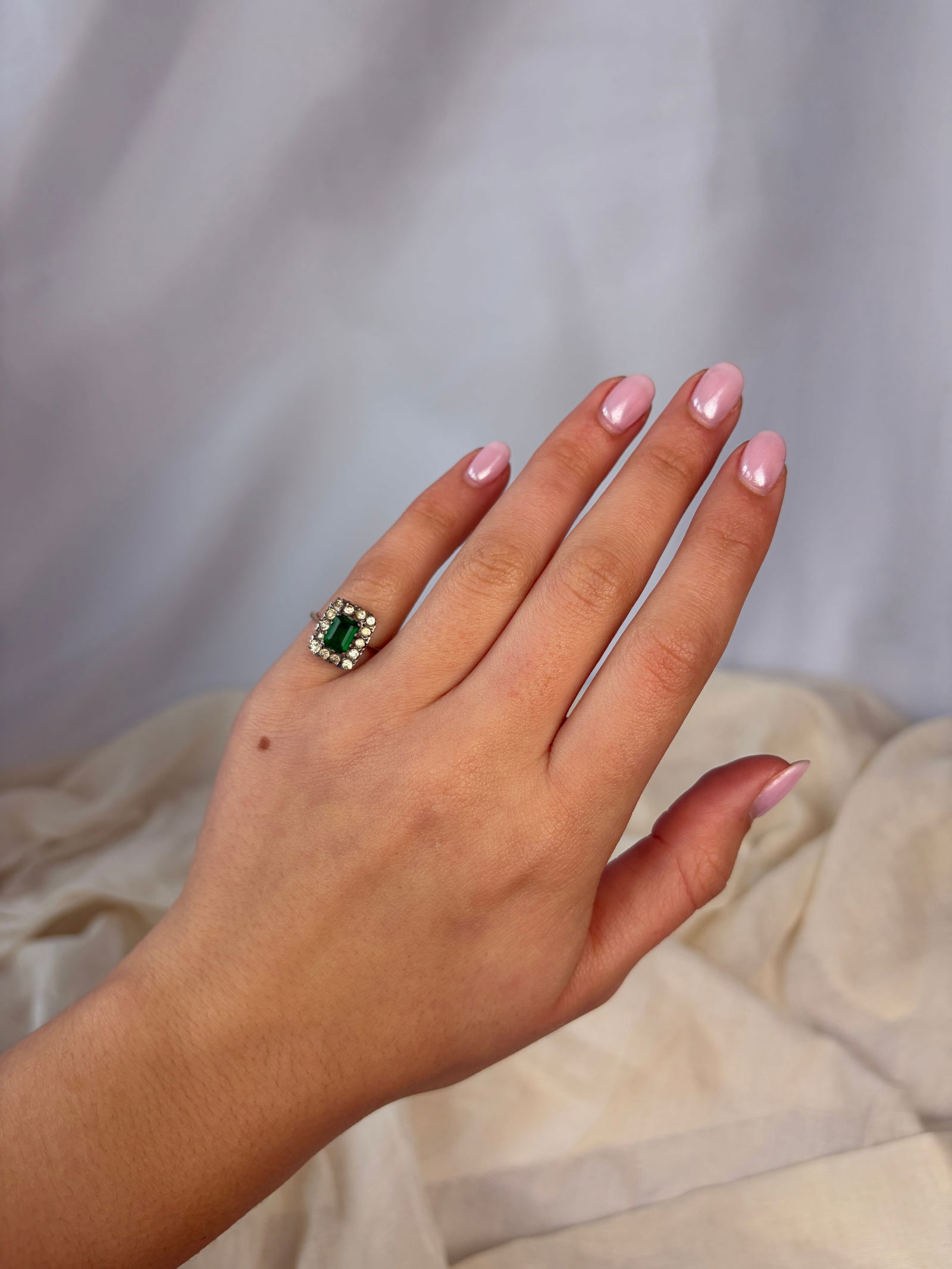 sweet 9ct gold and silver set cluster ring - 10