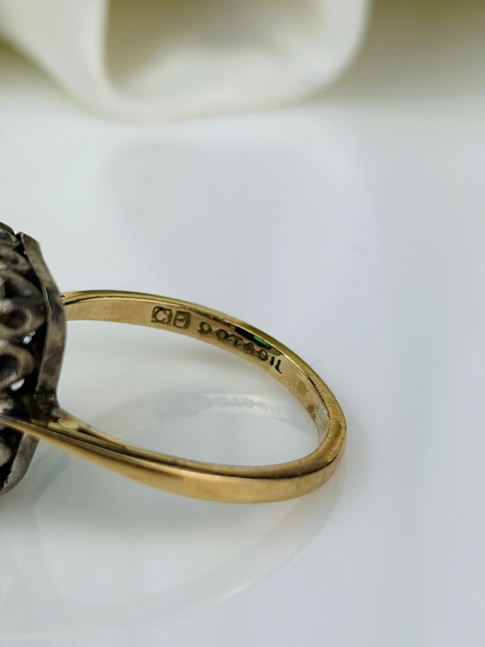 sweet 9ct gold and silver set cluster ring - 5