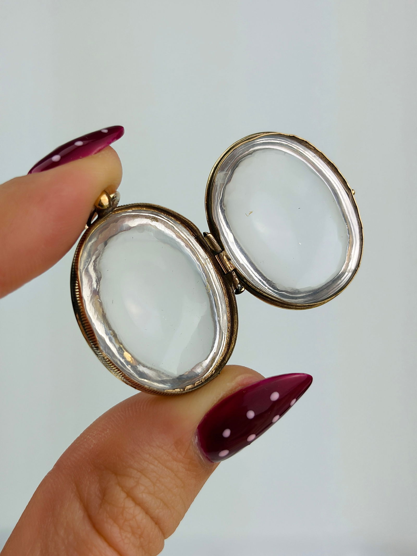 antique large side crystal pools of light opening Locket pendant - 2