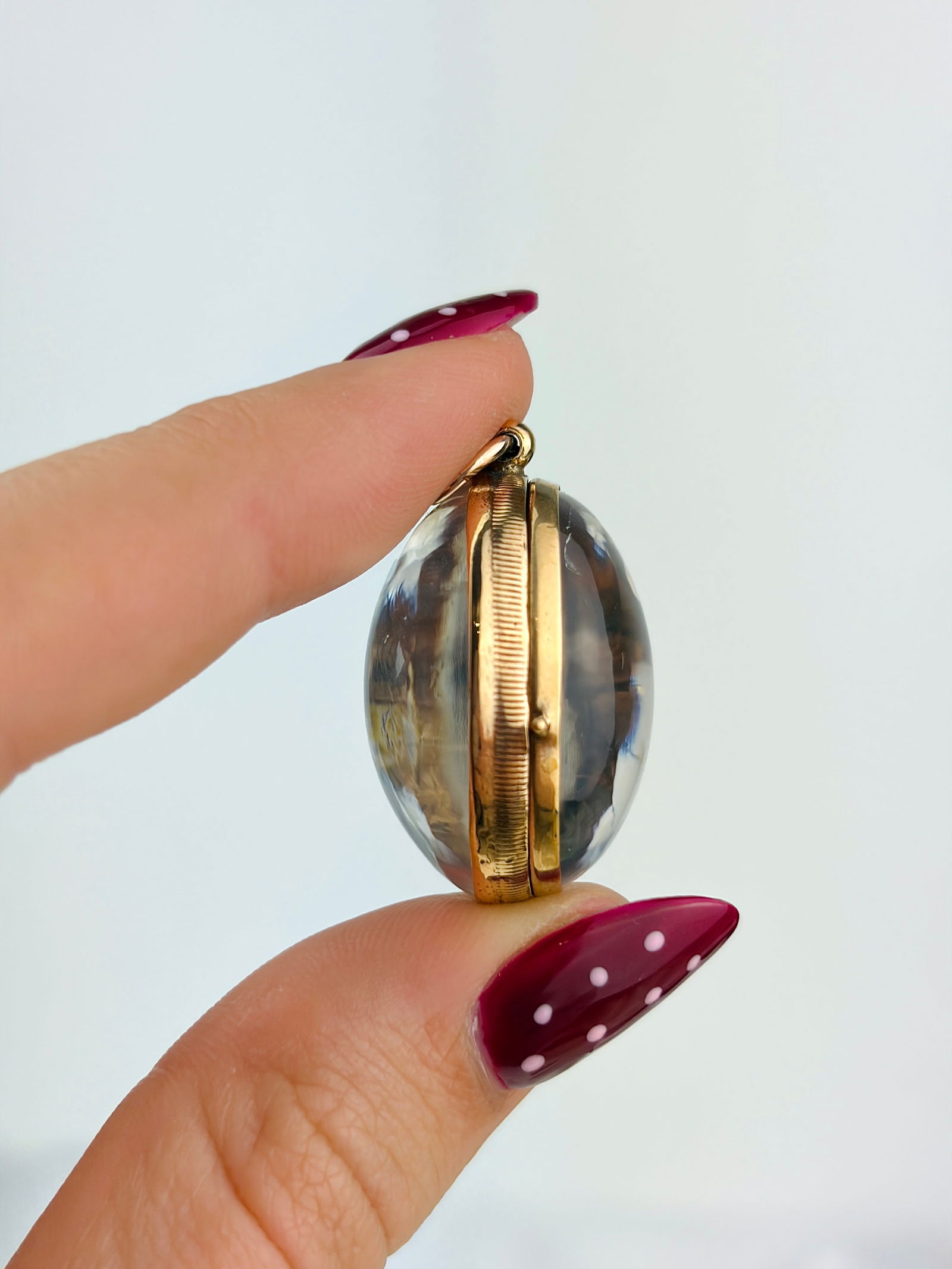 antique large side crystal pools of light opening Locket pendant - 3