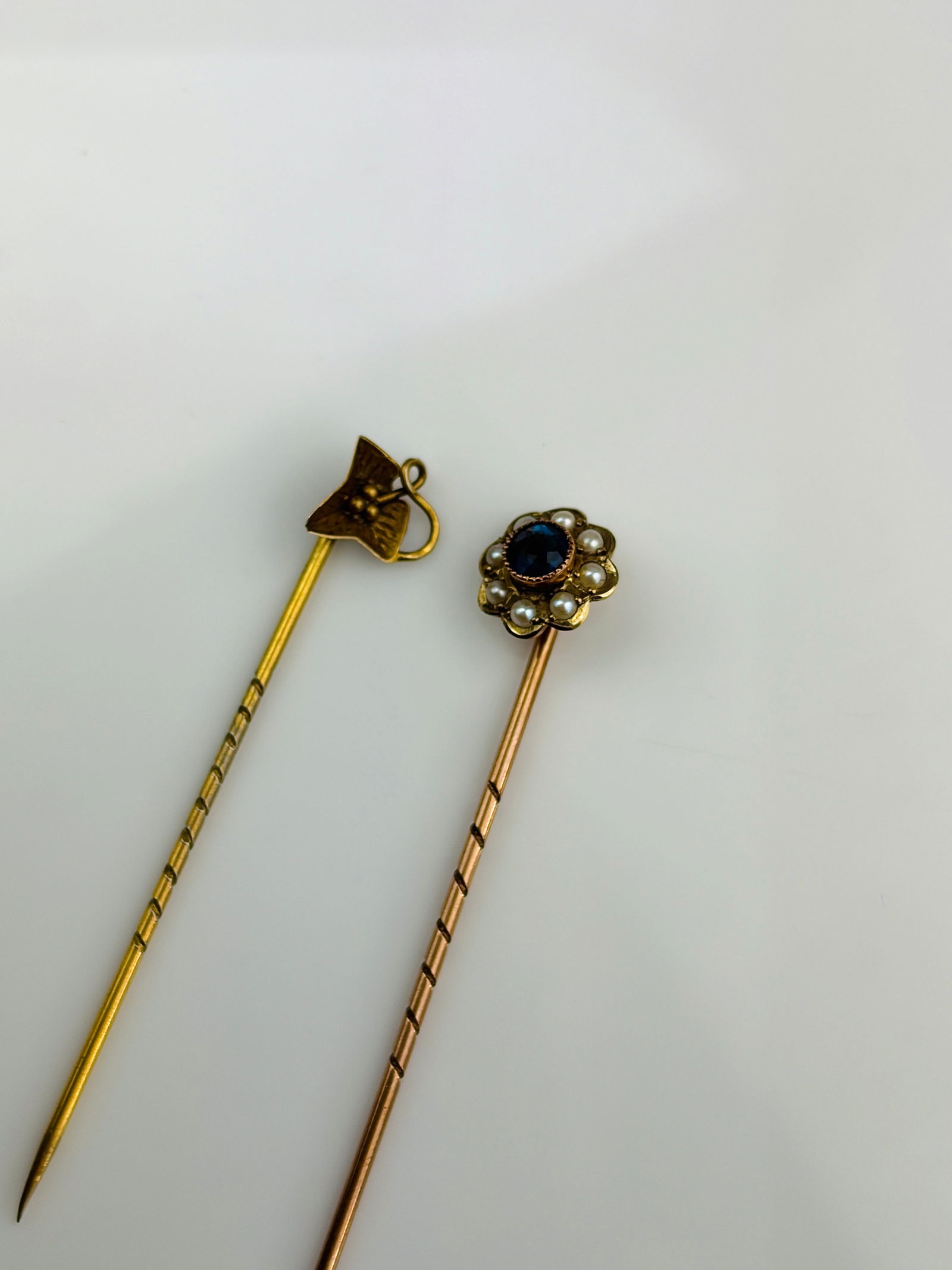2 x antique gold stick pins - 4