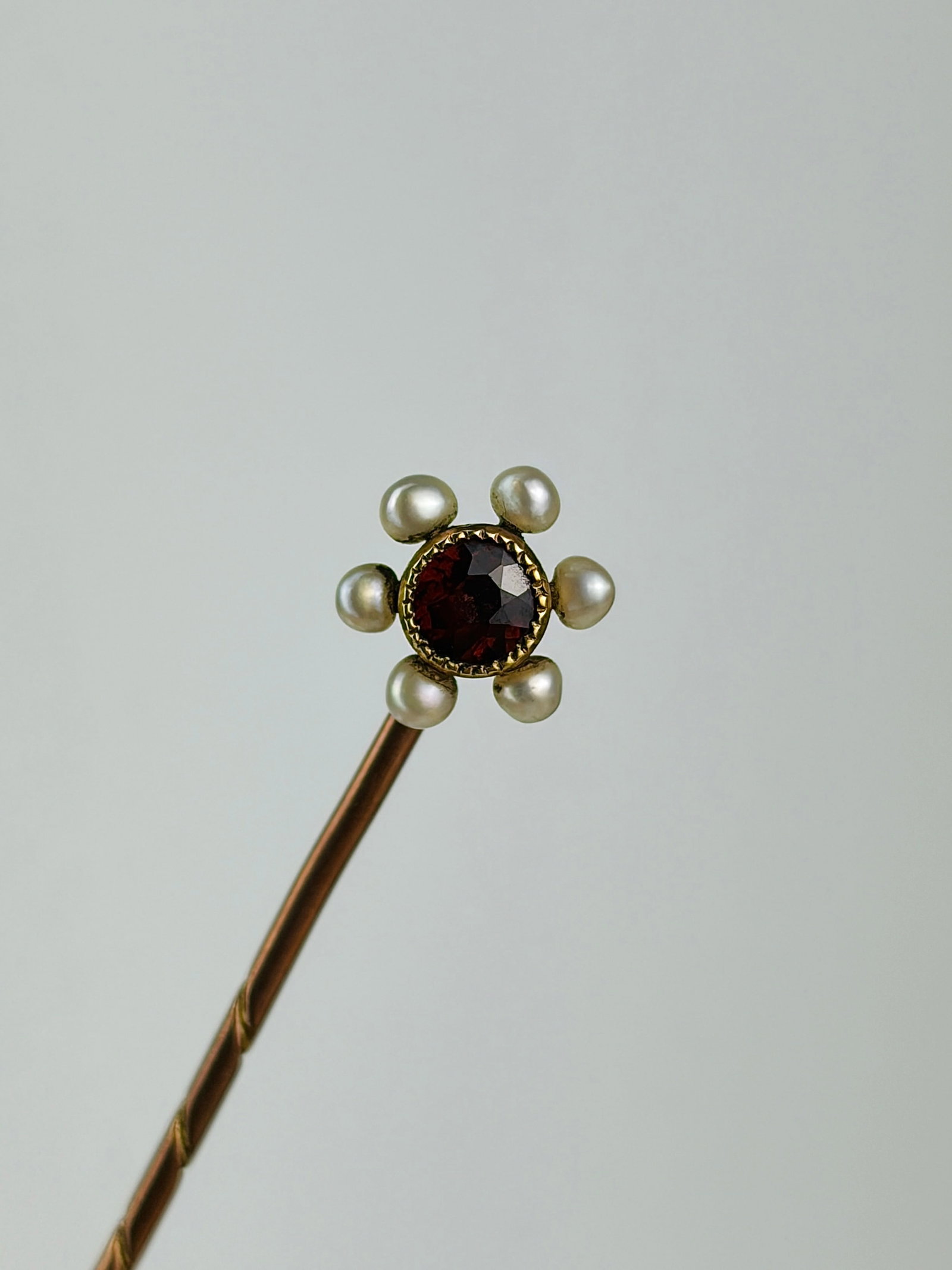 antique sweet 9ct gold floral stick pin (1 of 6)
