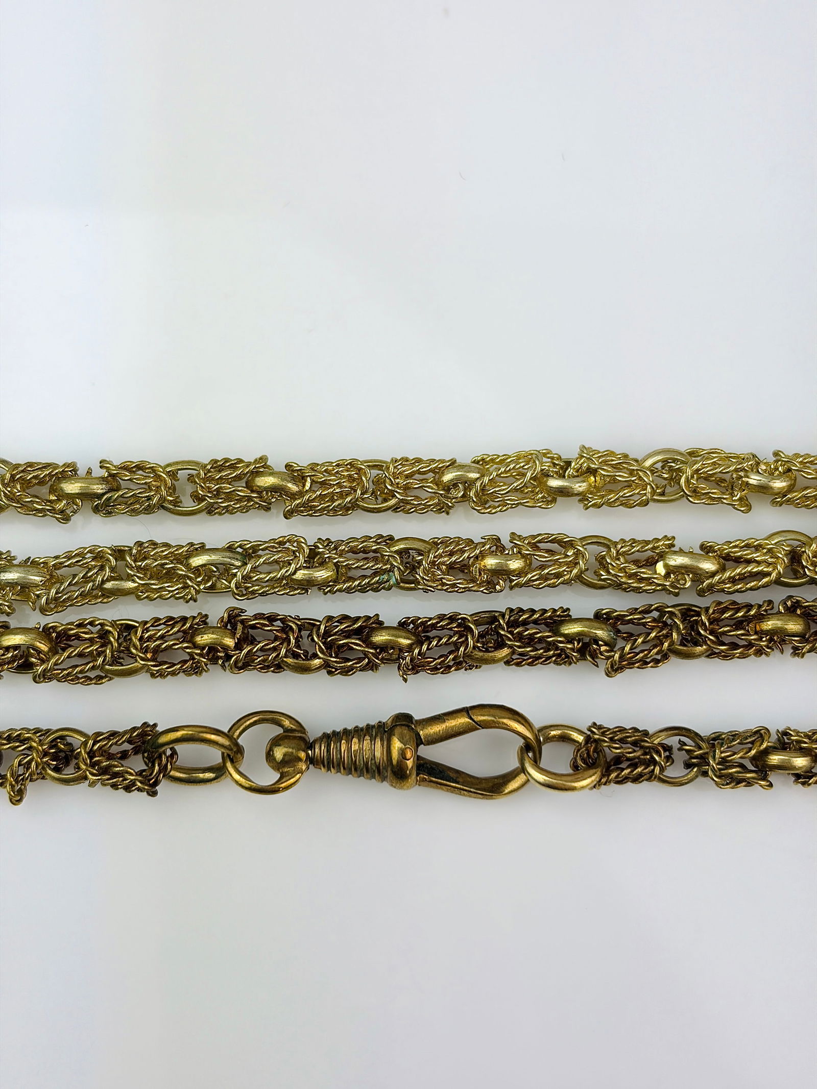 antique fancy link longguard necklace with oversized dogclip - 4