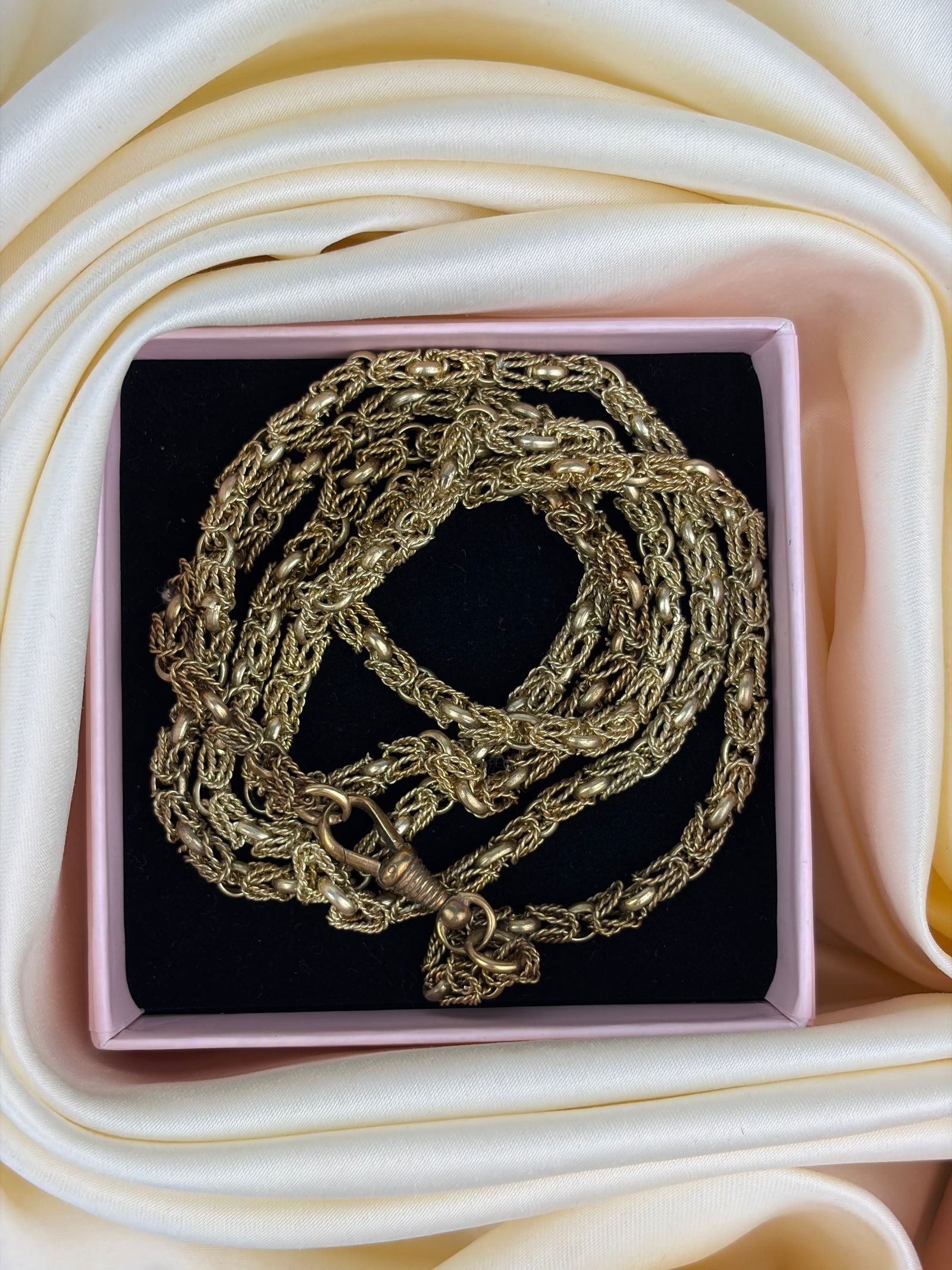 antique fancy link longguard necklace with oversized dogclip - 5