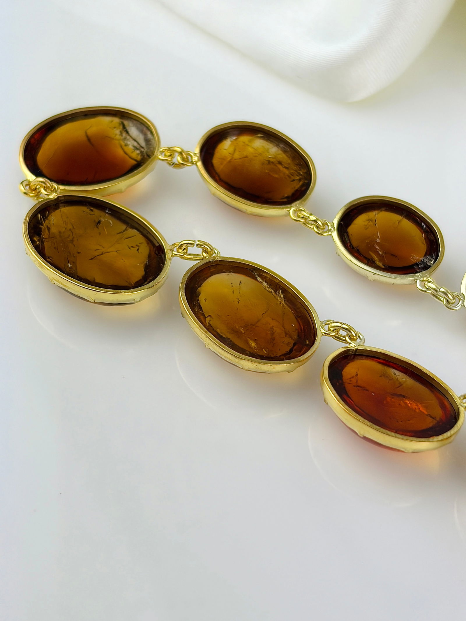 Antique silver gilt cabochon citrine riviera style necklace - 4