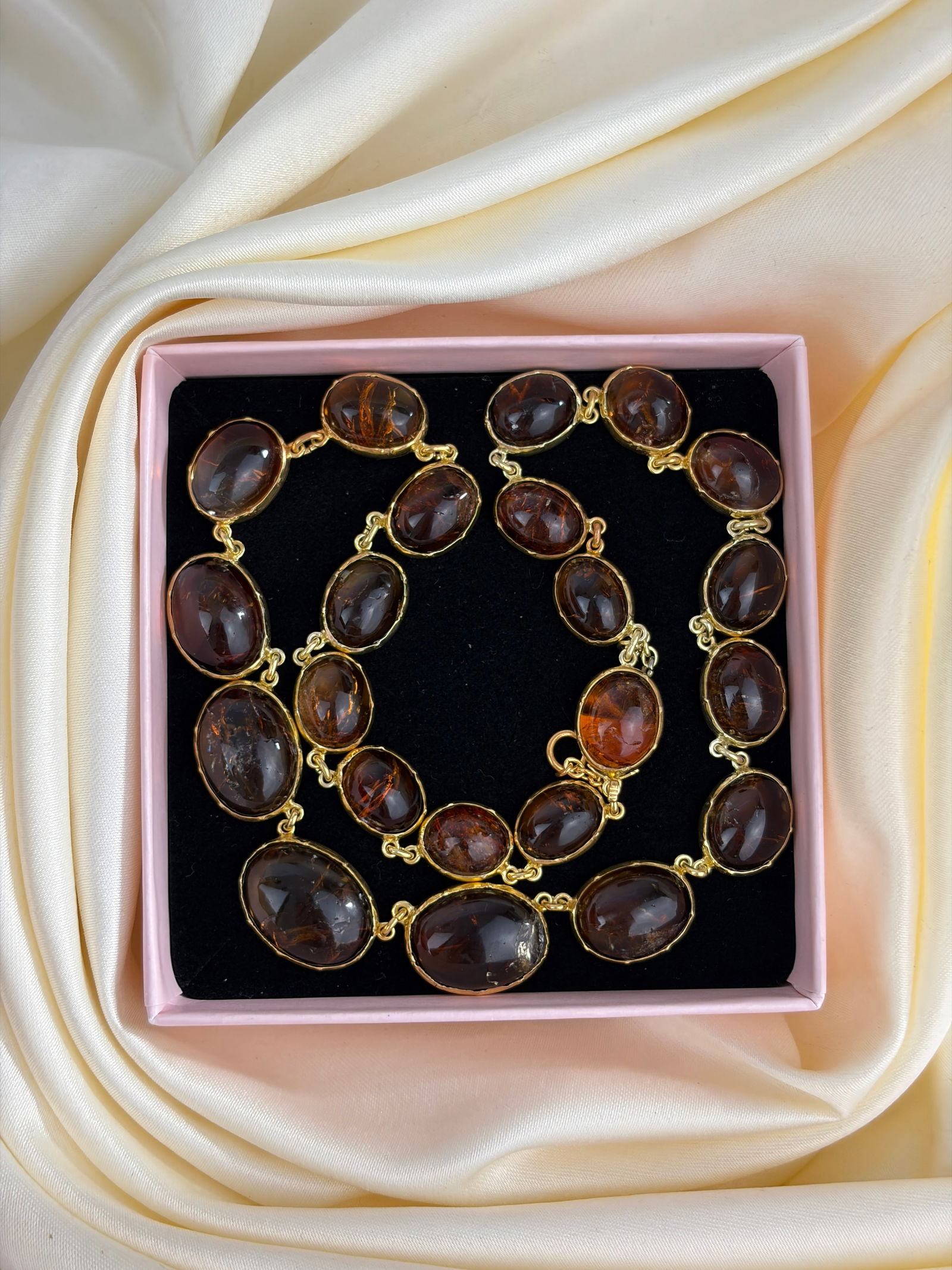 Antique silver gilt cabochon citrine riviera style necklace - 5