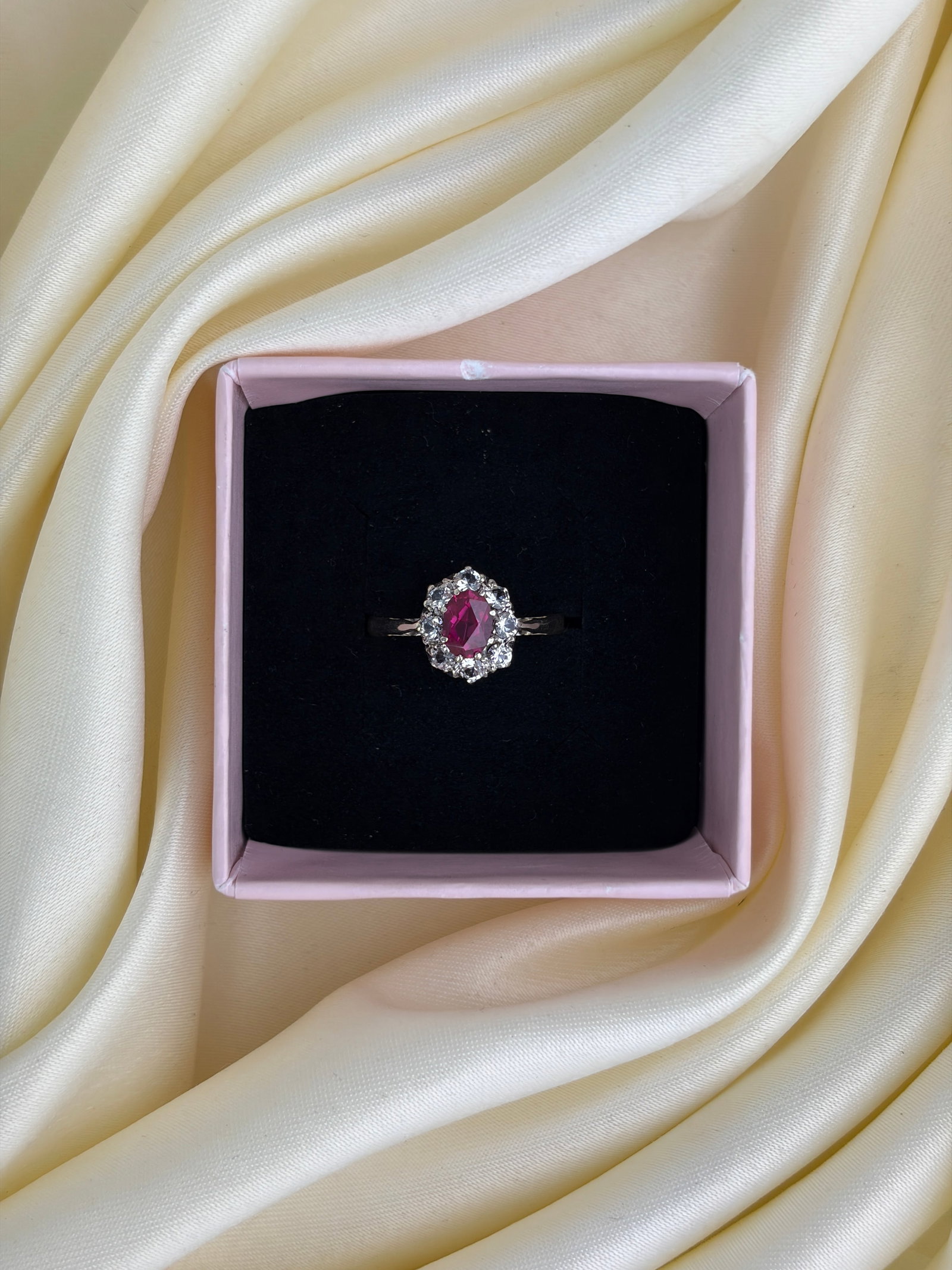 sweet 9ct gold gemset cluster ring - 6