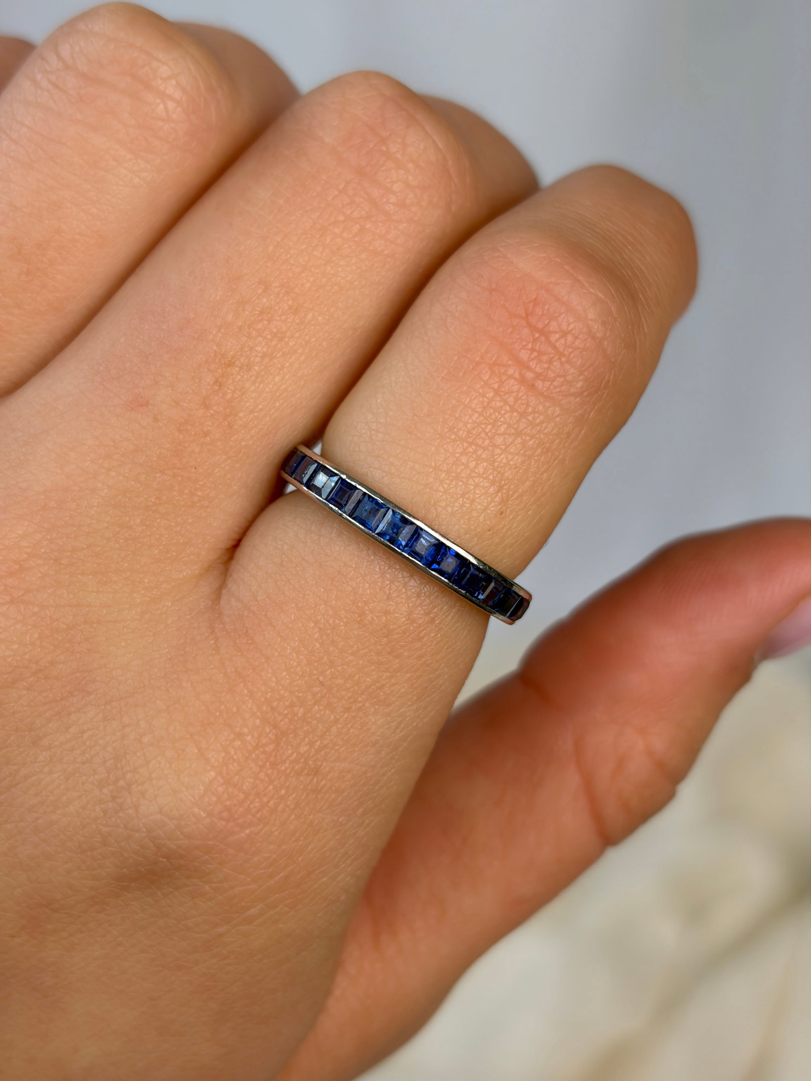 art deco era antique sapphire full eternity band ring - 10