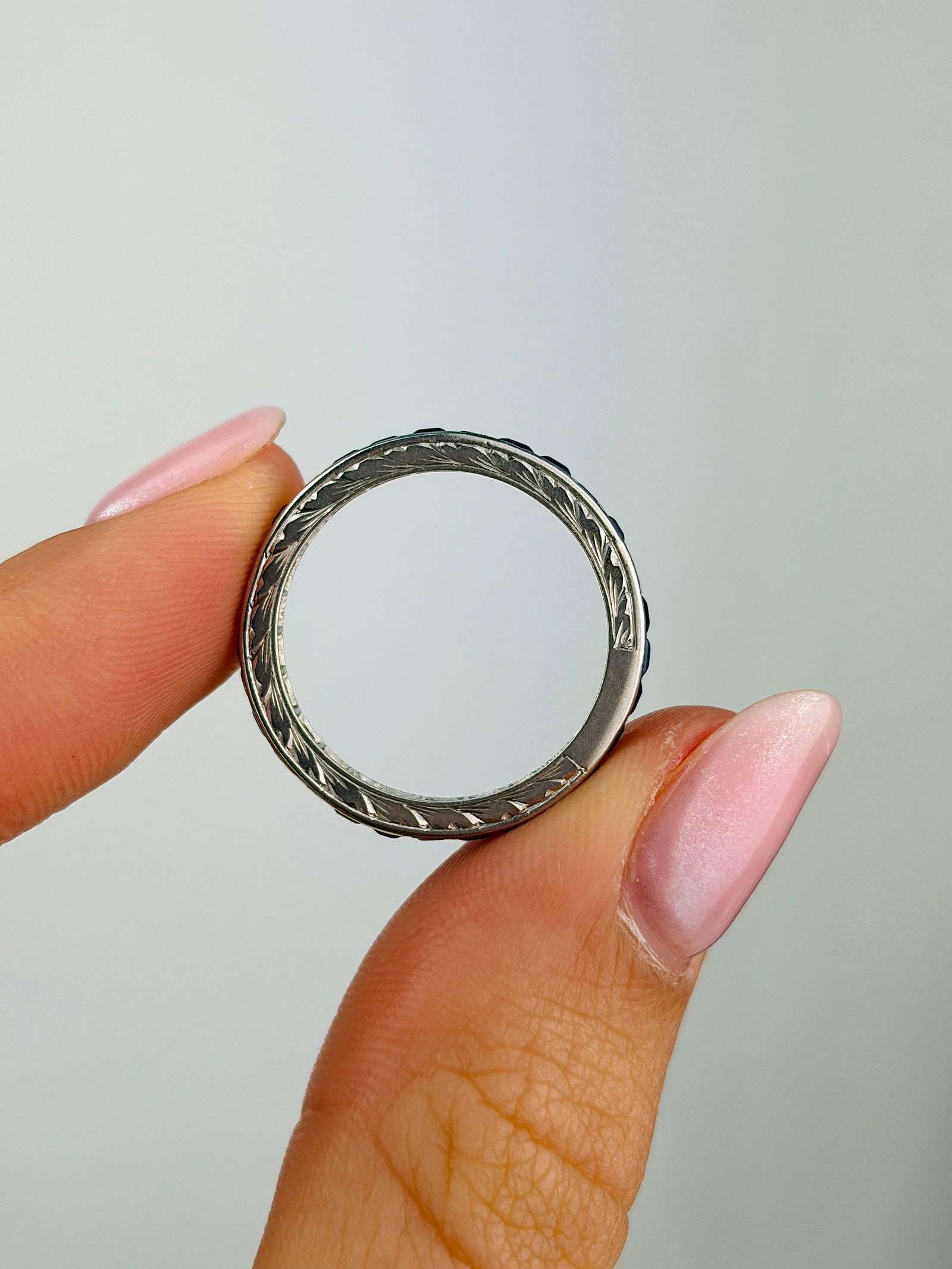 art deco era antique sapphire full eternity band ring - 7