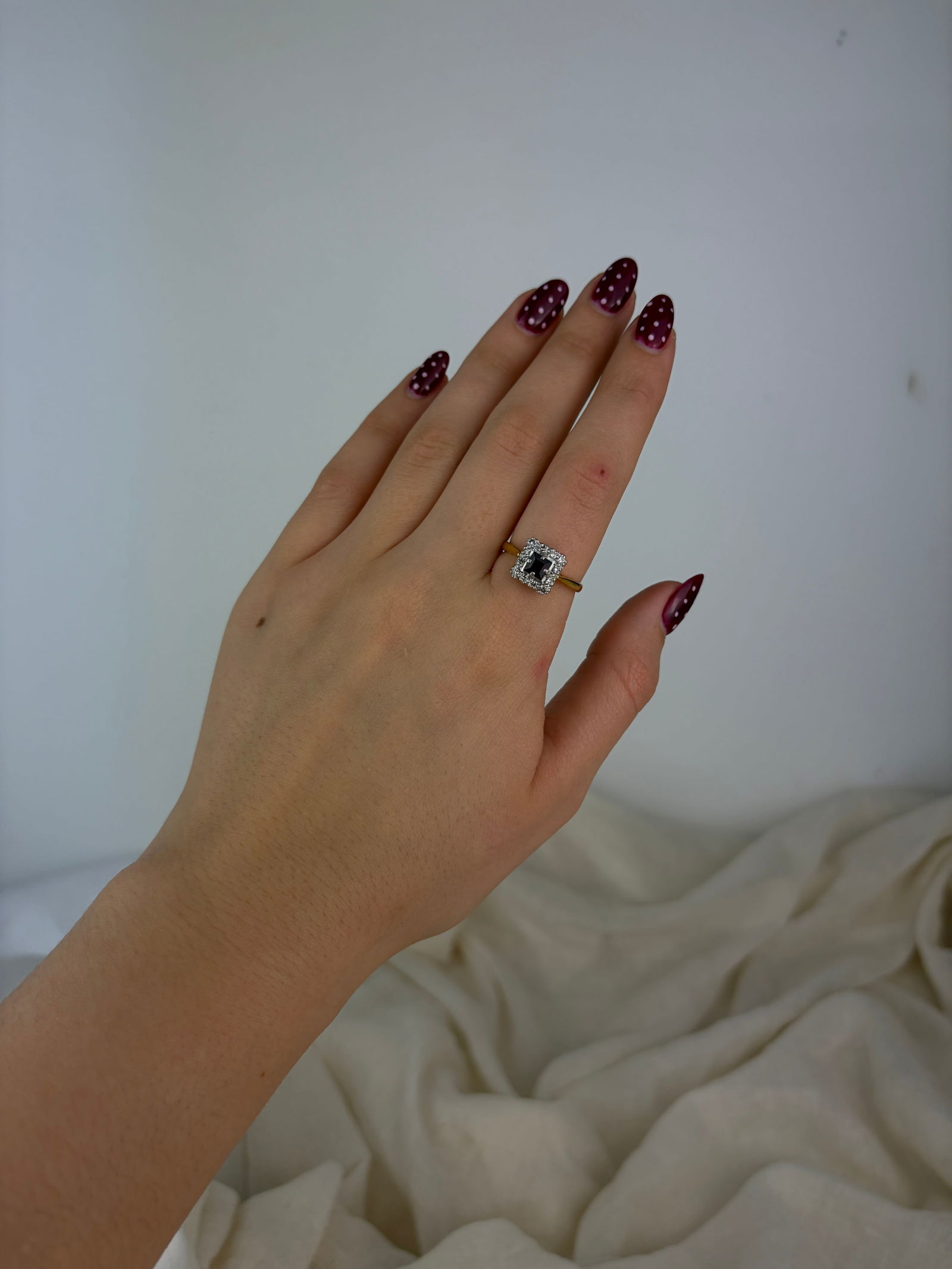 vintage 18ct yellow gold and platinum diamond and garnet square ring - 7