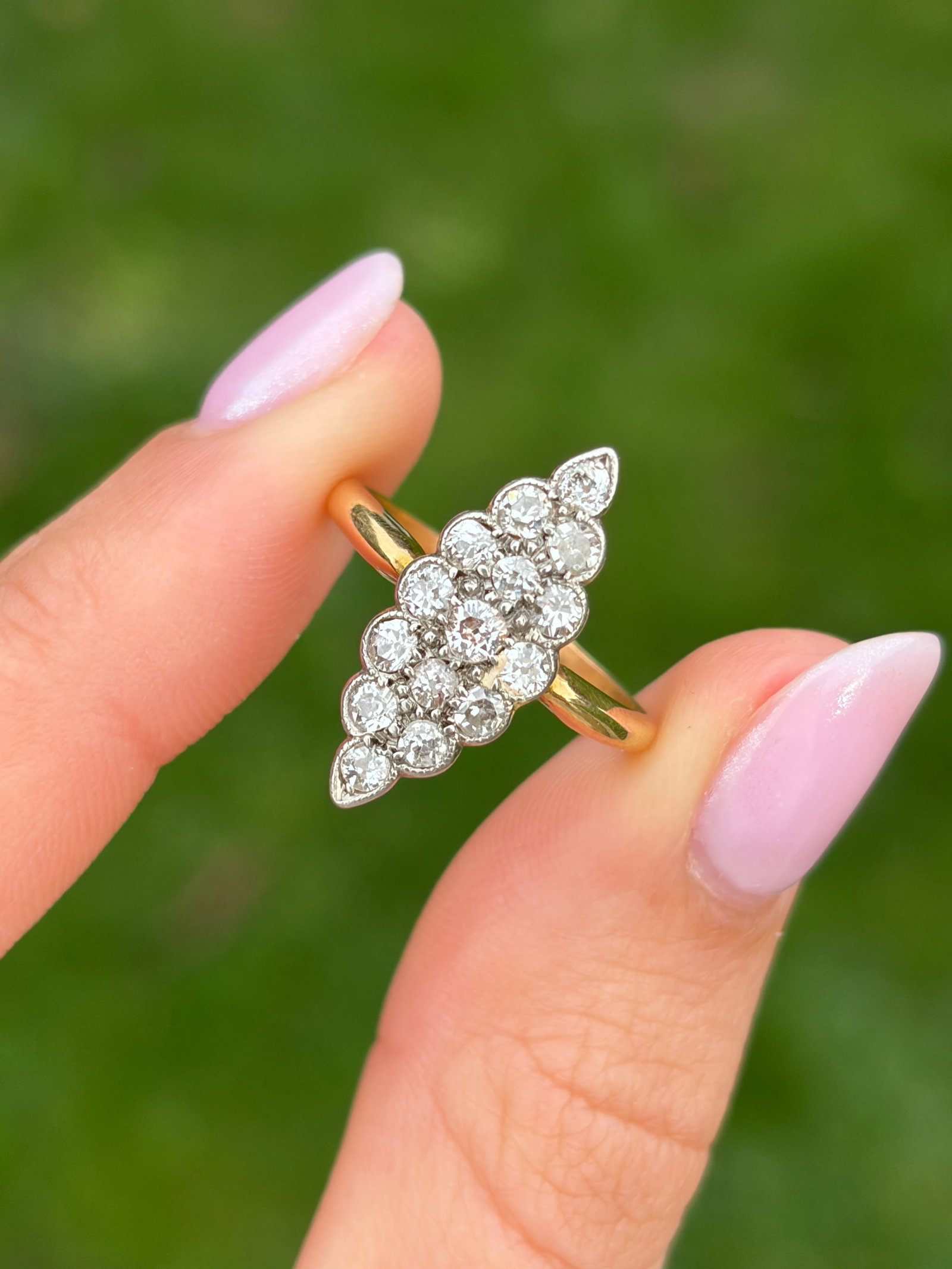 Art Deco Marquise Diamond and 18 Carat Gold Ring - 10