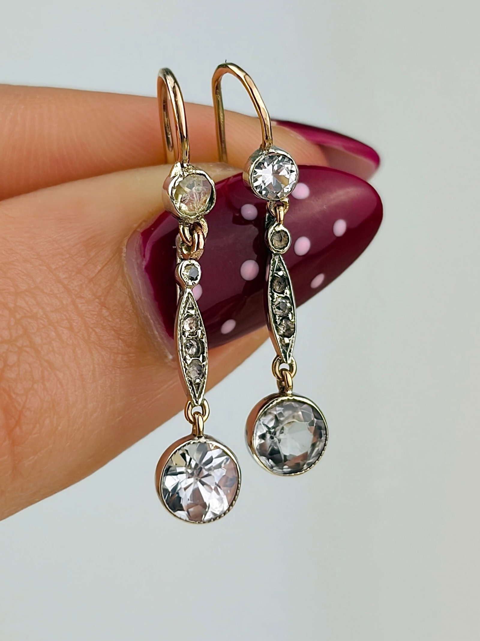 antique aquamarine and diamond gold drop earrings (1 of 6)