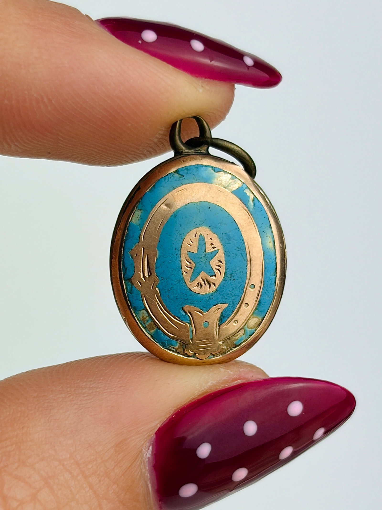 sweet blue enamel locket back pendant: sweet blue enamel locket back pendant