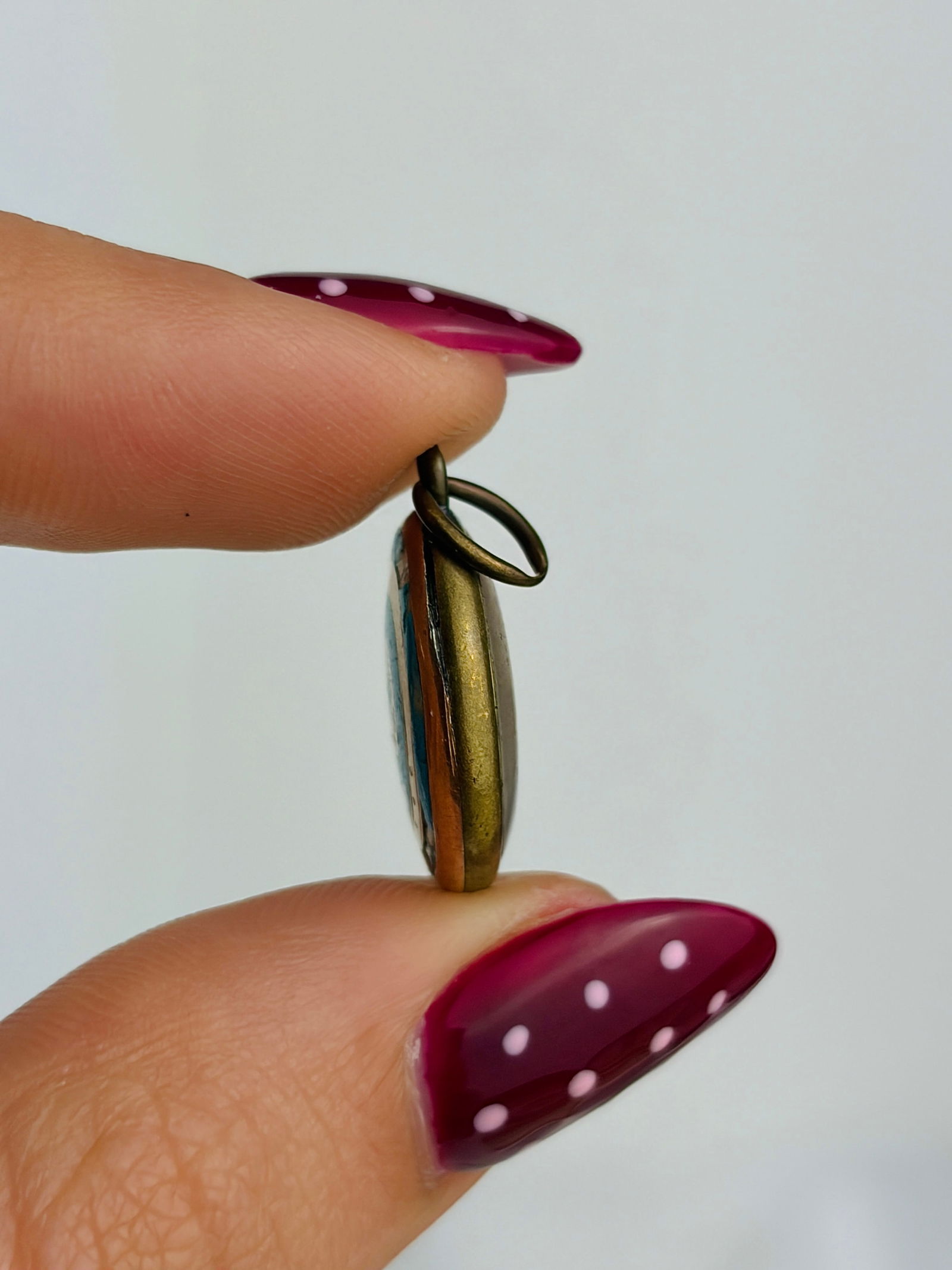 sweet blue enamel locket back pendant - 3