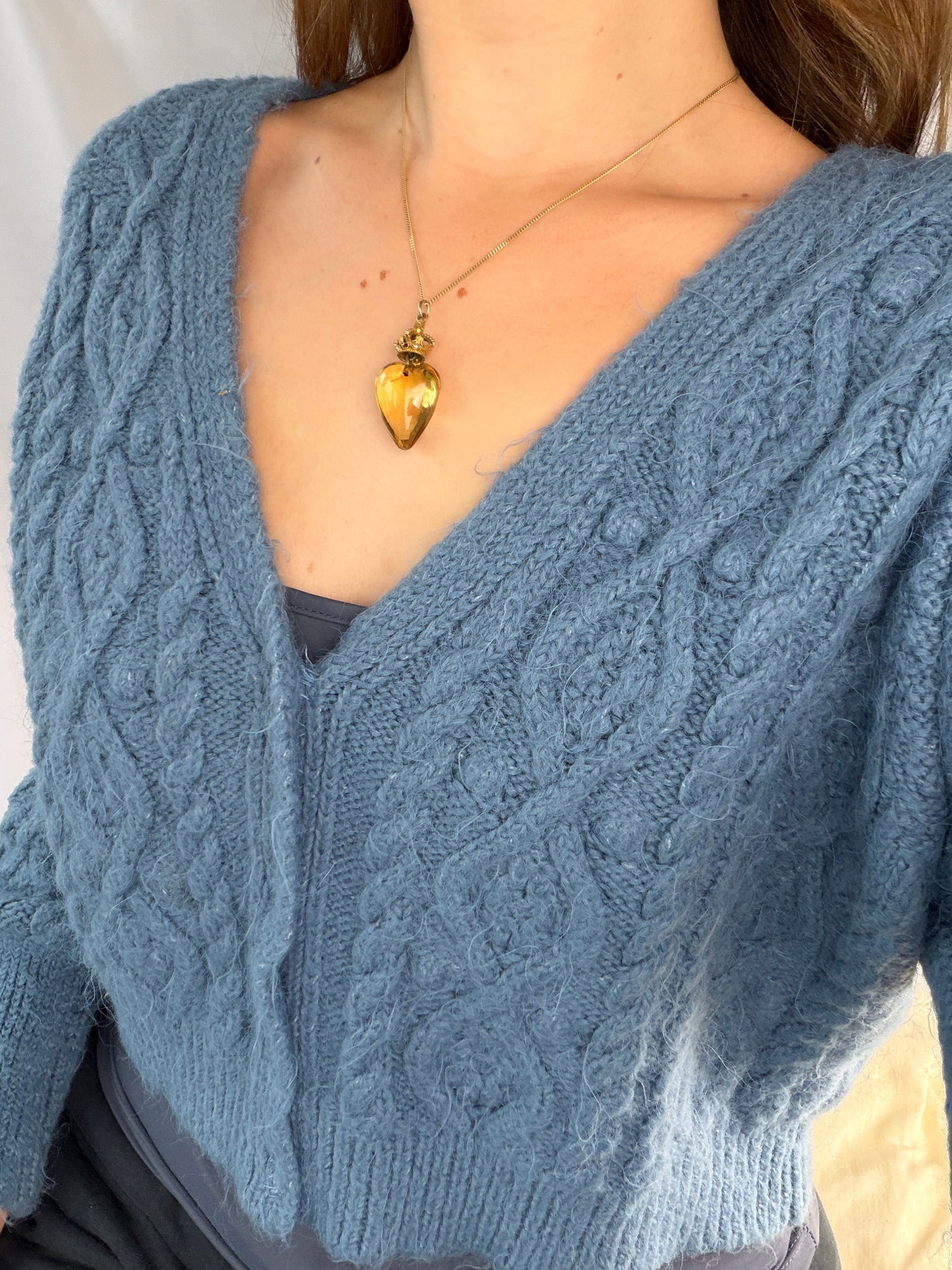 Antique Yellow Gold Carved Citrine Heart Pendant with Ruby and Pearl Crown - 7