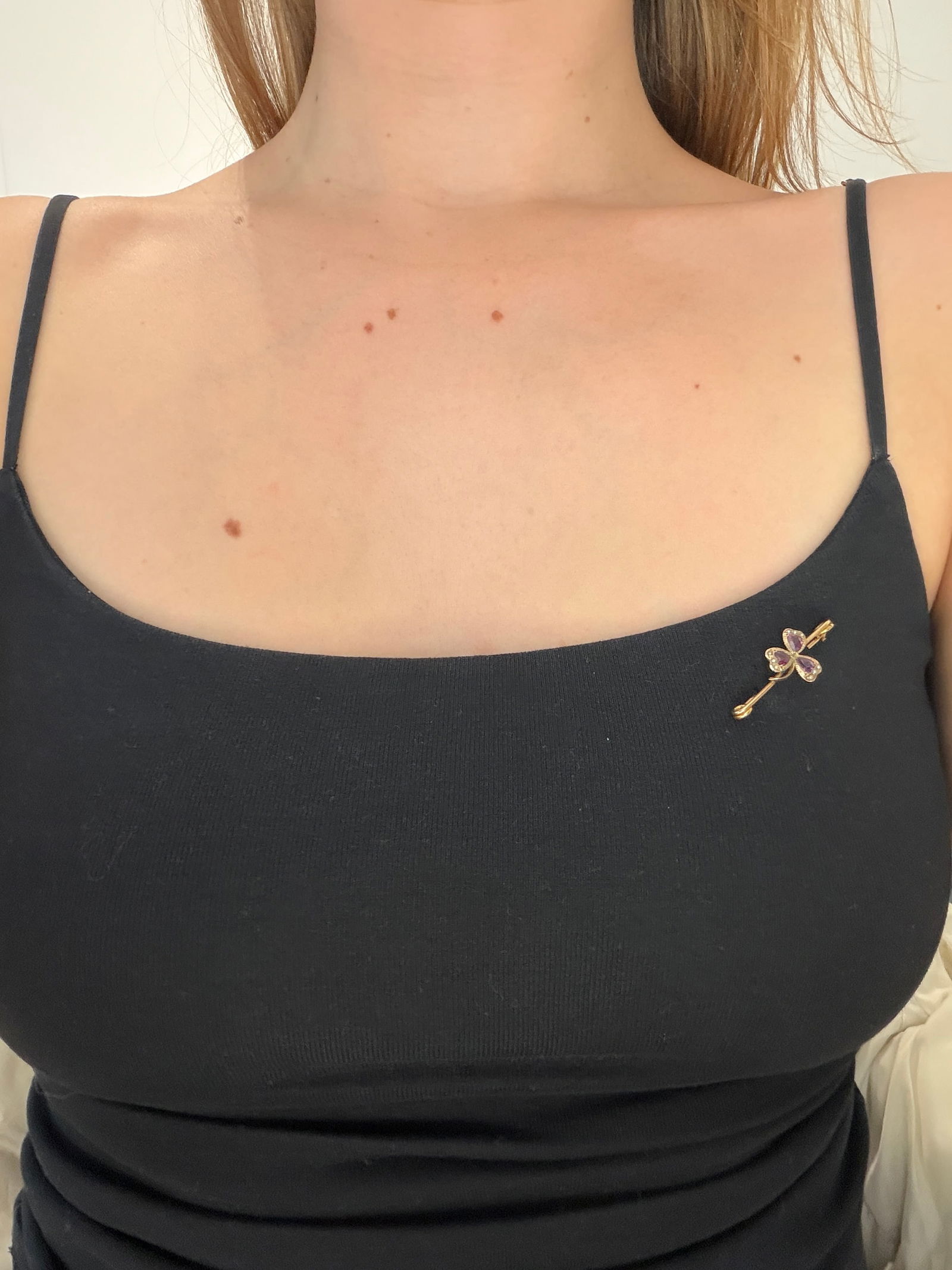 antique 9ct gold amethyst and pearl flower bar brooch - 5