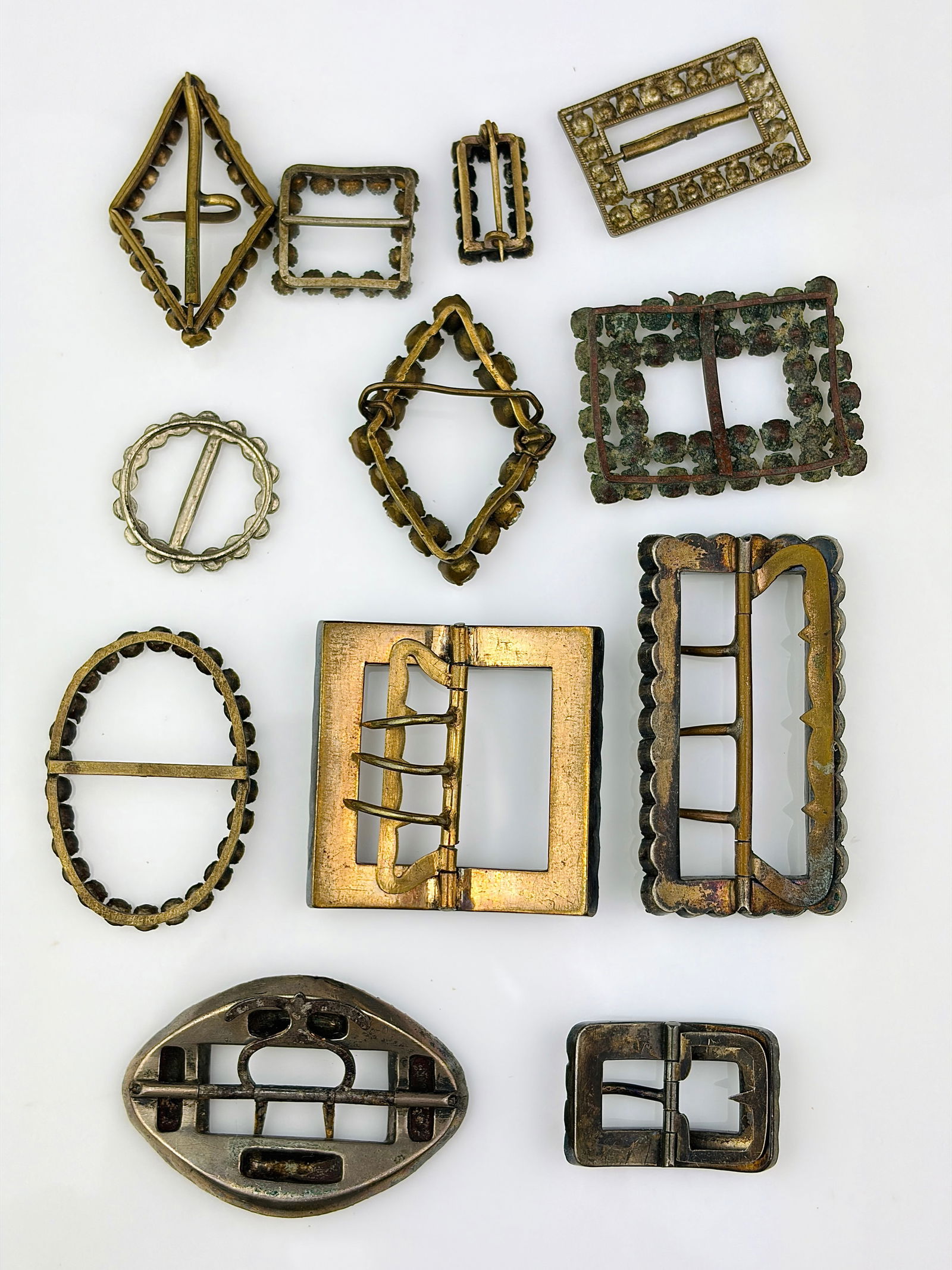 large mixed lot of antique paste buckles inc georgian era - 2