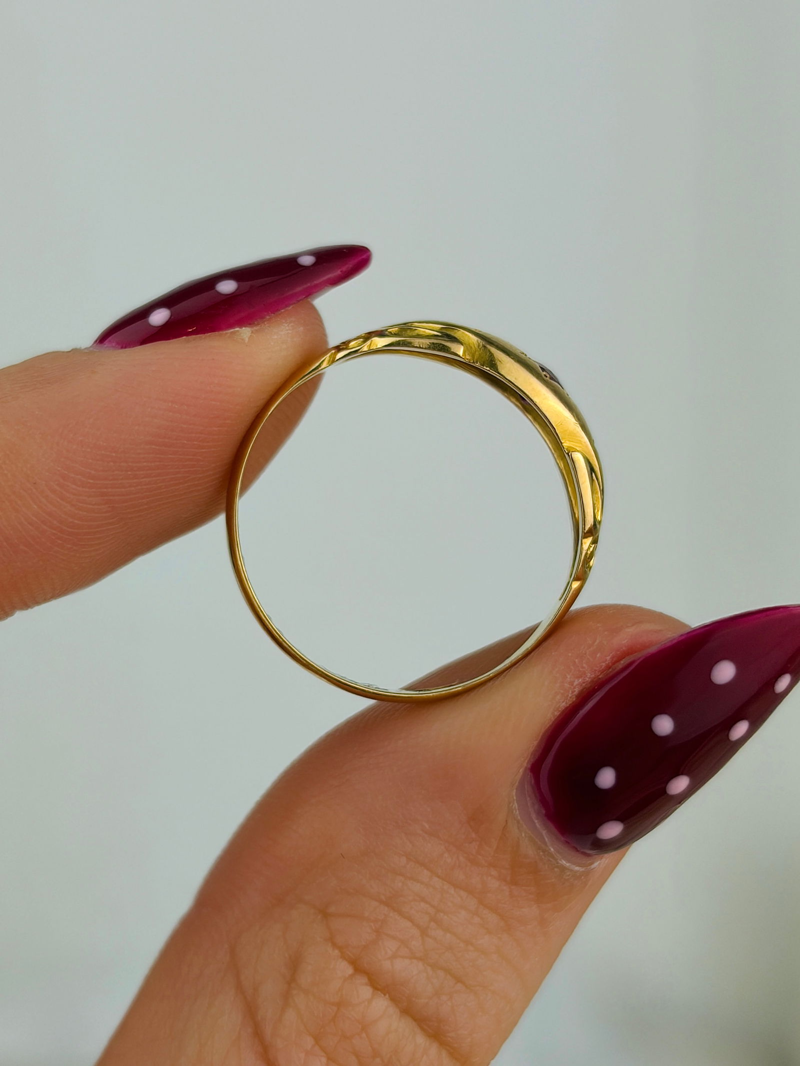 antique 18ct yellow gold ruby and diamond 3 stone star ring - 6