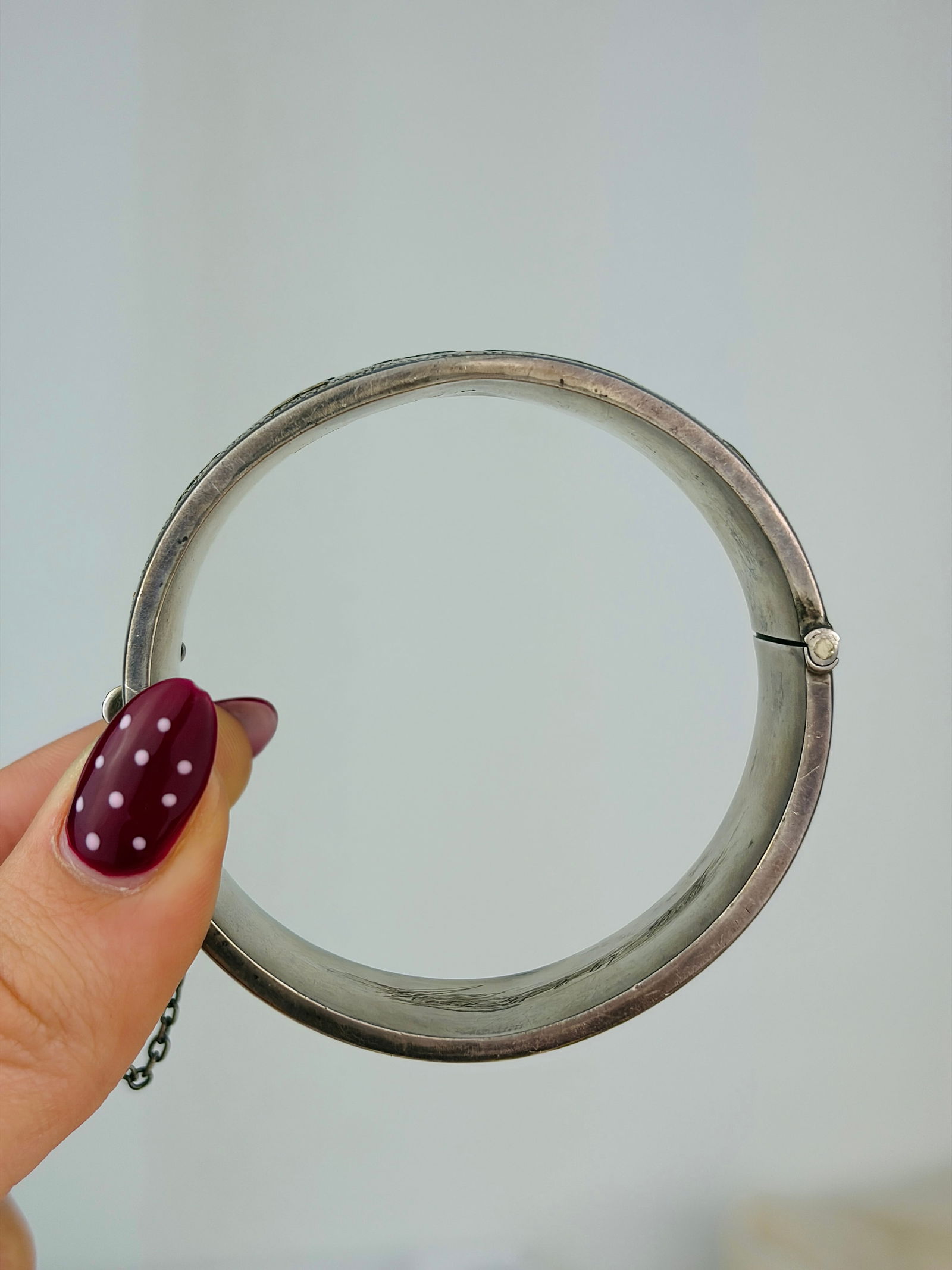 antique silver with gold overlay bangle bracelet - 2