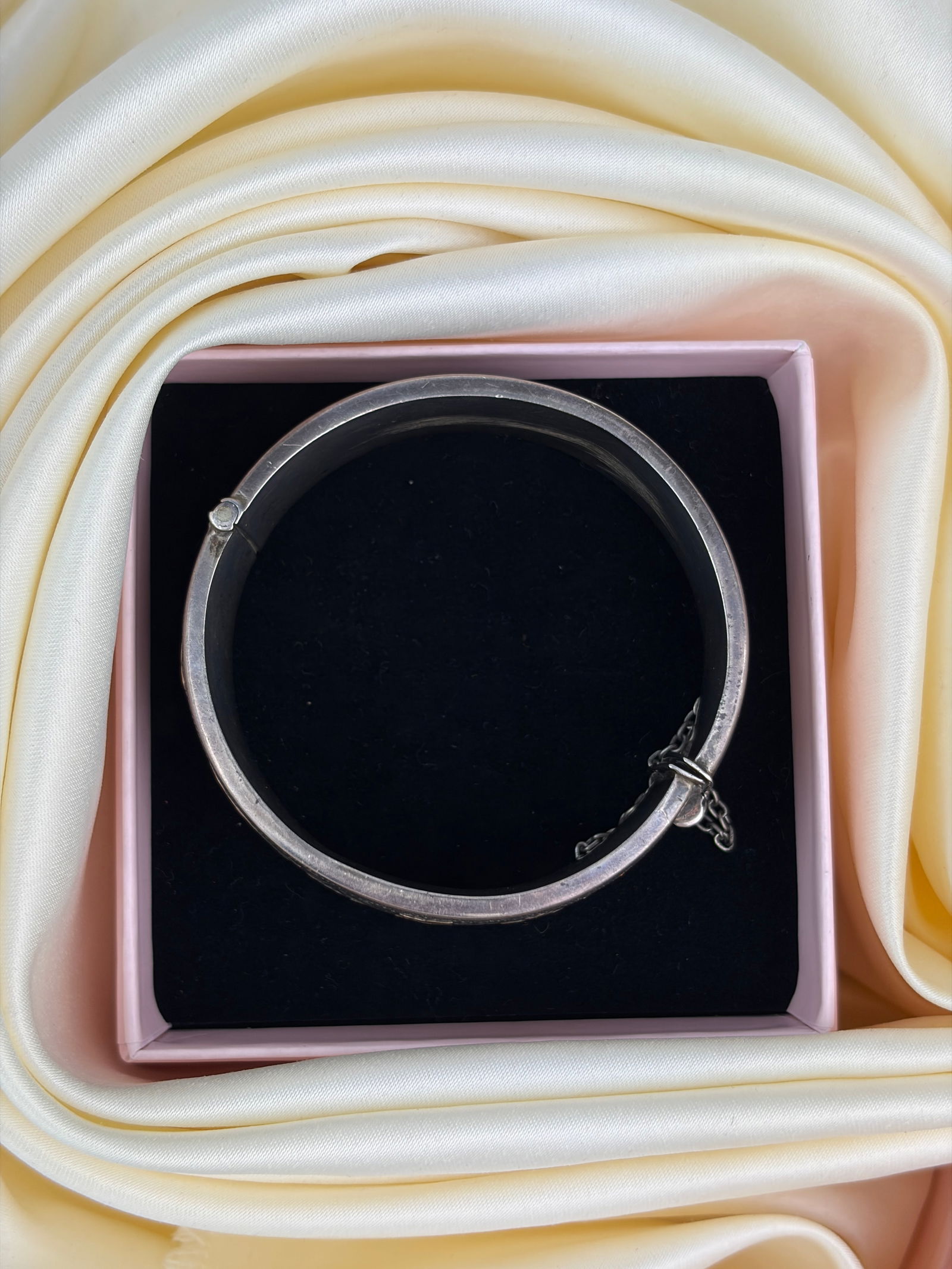 antique silver with gold overlay bangle bracelet - 7